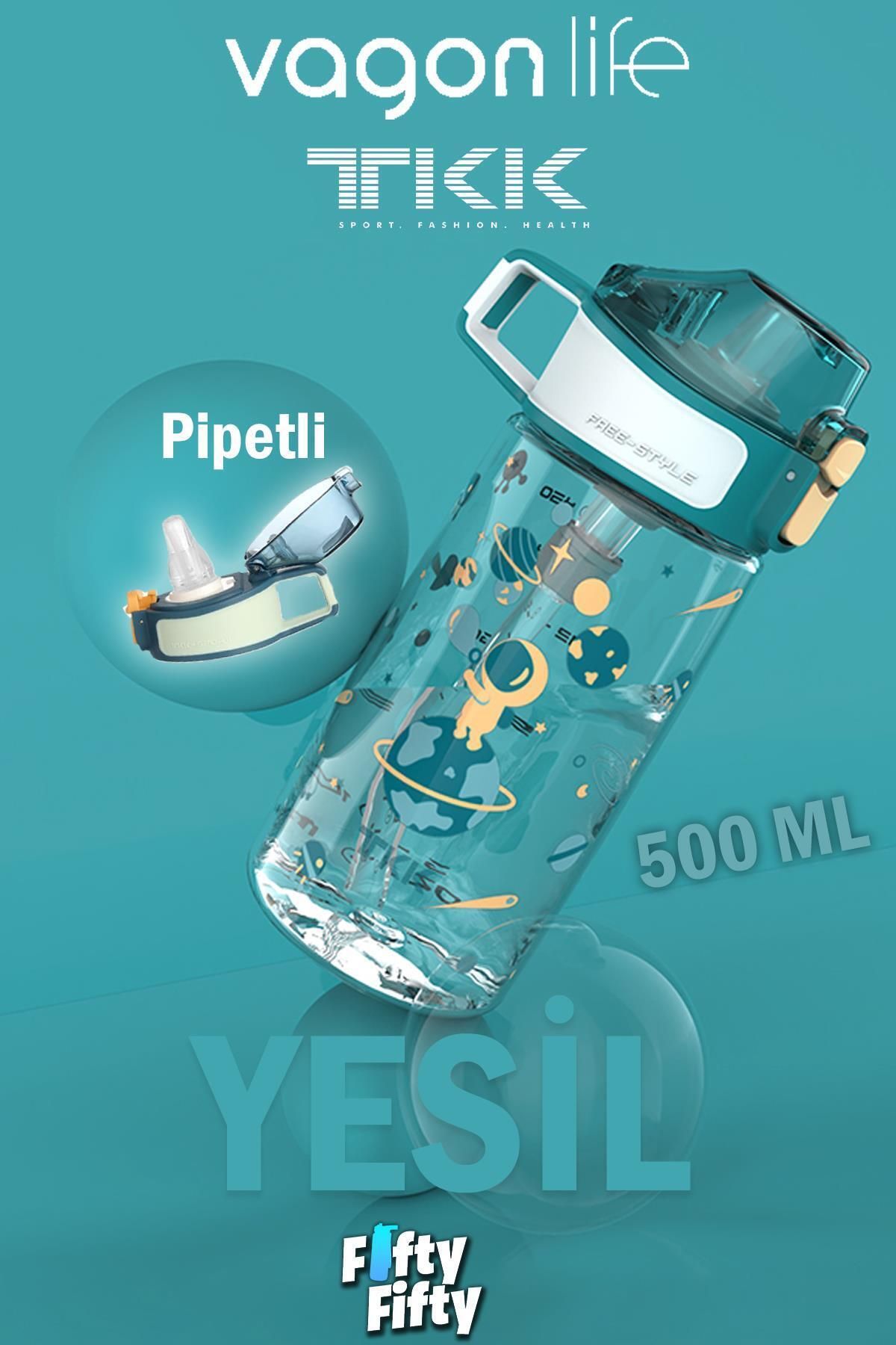 قمقمه کمپ سبز TKK 500 میل الگوی ضخیم Pipetan BPA بدون آب تریتان چربی FFTKK3002 500ml Vagonlife