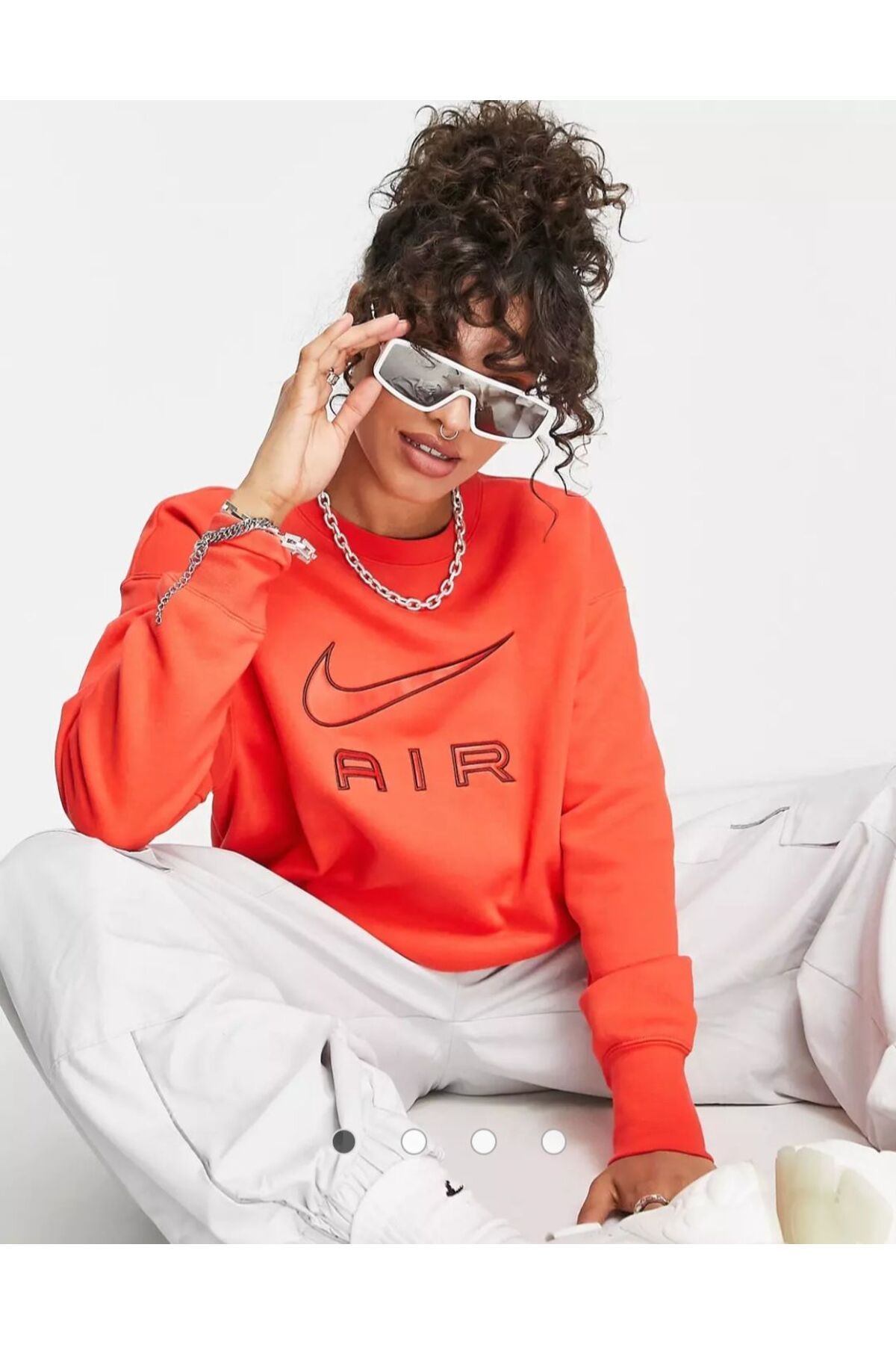Nike Sportswear Air Fleece Crewneck Orange Women s Sweatshirt DQ6567 696