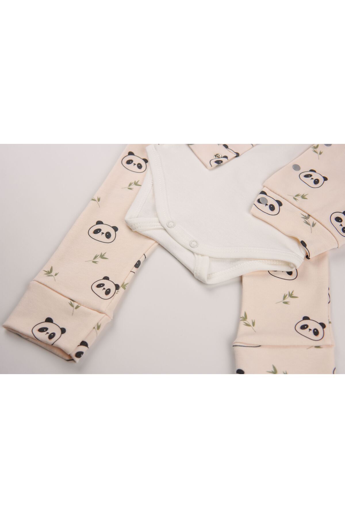 ست نوزادی پسرانه – دخترانه بژ Globaby | 9024EY-KREM اورجینال - تصویر 3
