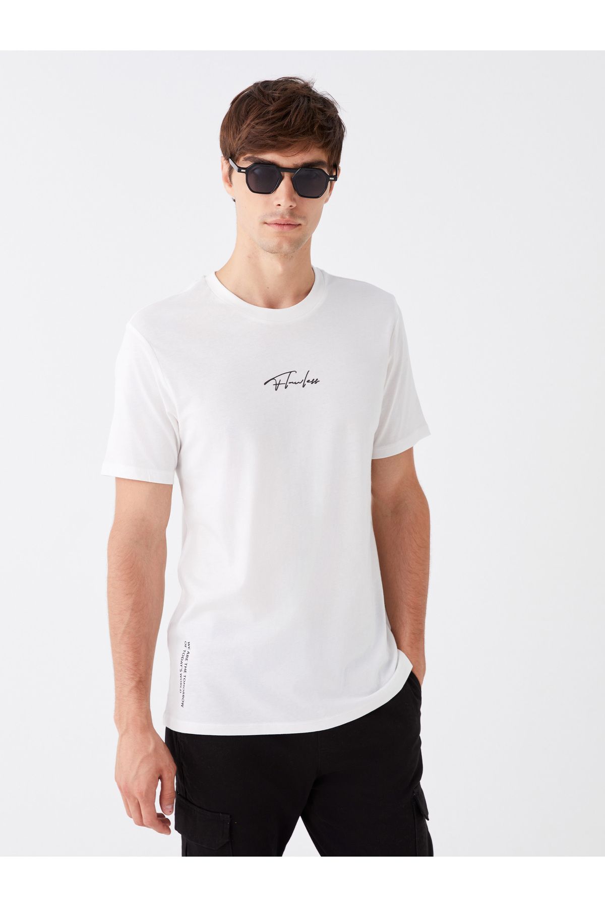 LC Waikiki T-shirt Męski Z Czesanej Bawełny Z Nadrukiem – Okrągły Dekolt, Krótki Rękaw Mężczyzna - XL