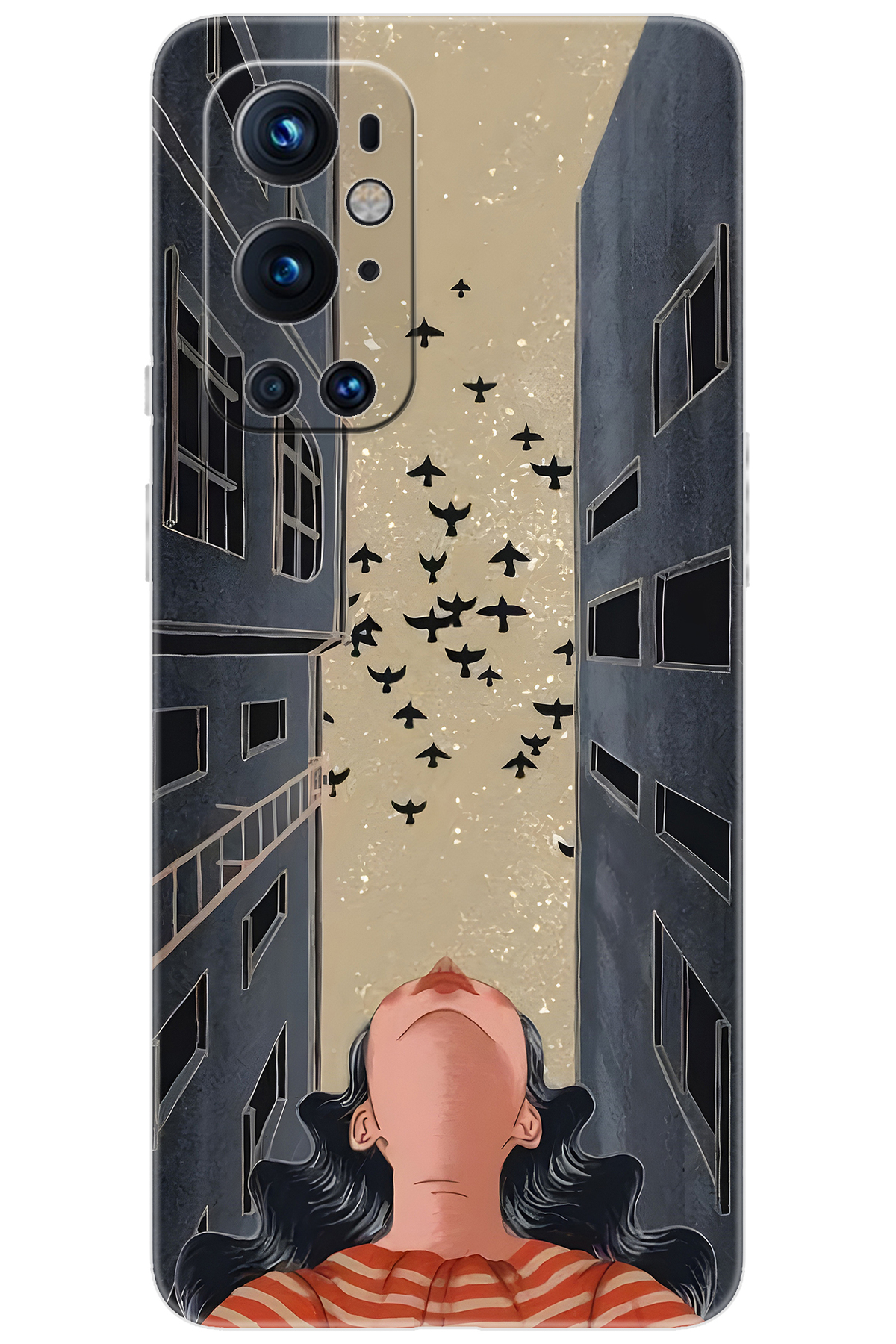 9 PRO LE2123 Compatible Sheath Pattern Printed Silicone Sky Face and Birds NGO:727 CP-0tCOb1J