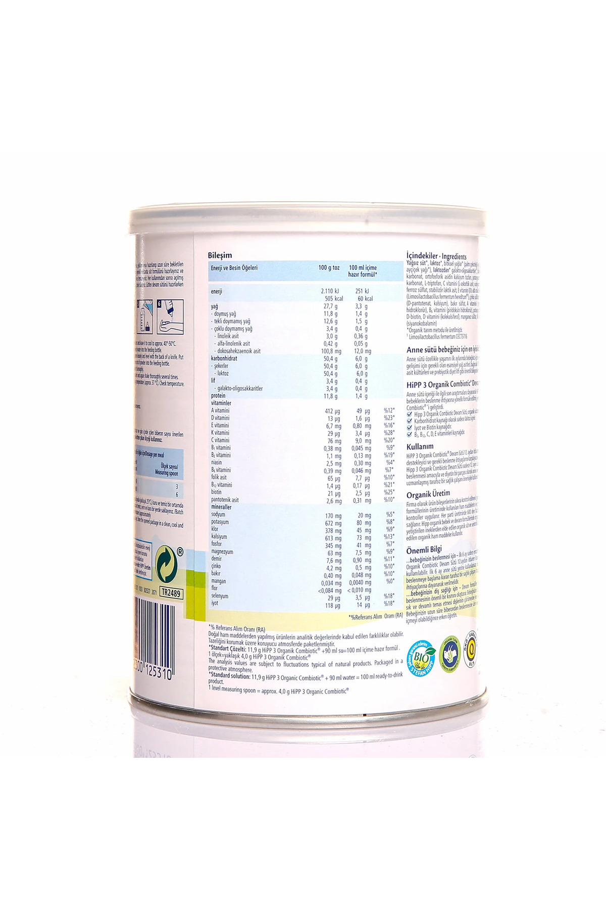 Hipp Organik Combiotic 3 Numara 350 GR +1 Yaş fotoğrafı 3 (önizleme)