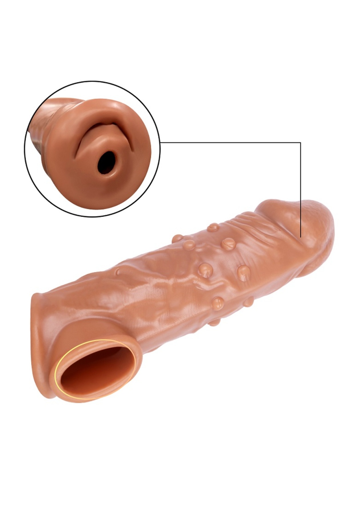 16 cm uzunlukta Testis halkalı Tırtıklı silikon penis kılıfı ve 3 lü Penis Halkası 3