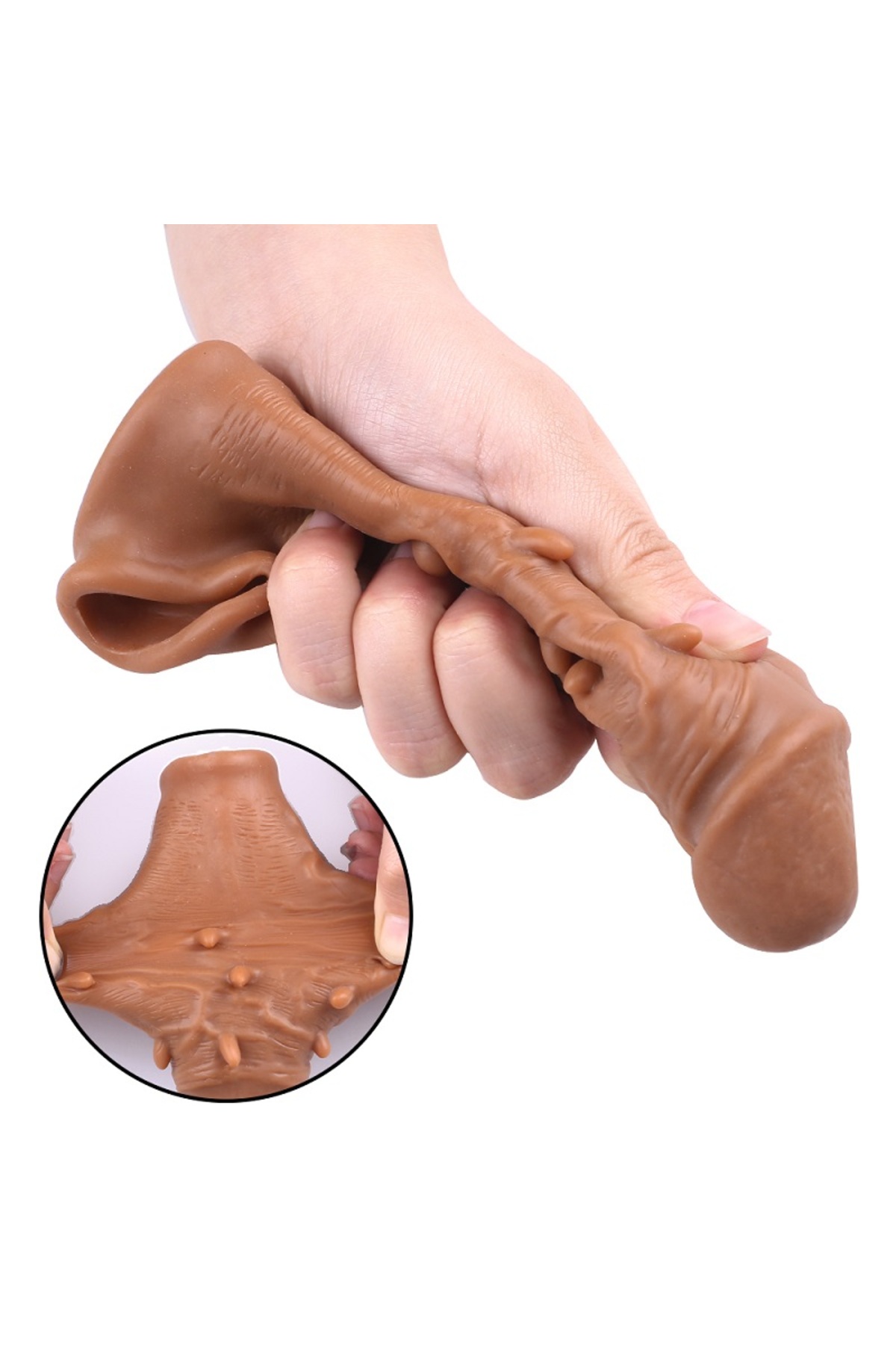 16 cm boyunda Testis halkalı Tırtıklı silikon penis kılıfı ve Titreşimli Penis Halkası 5