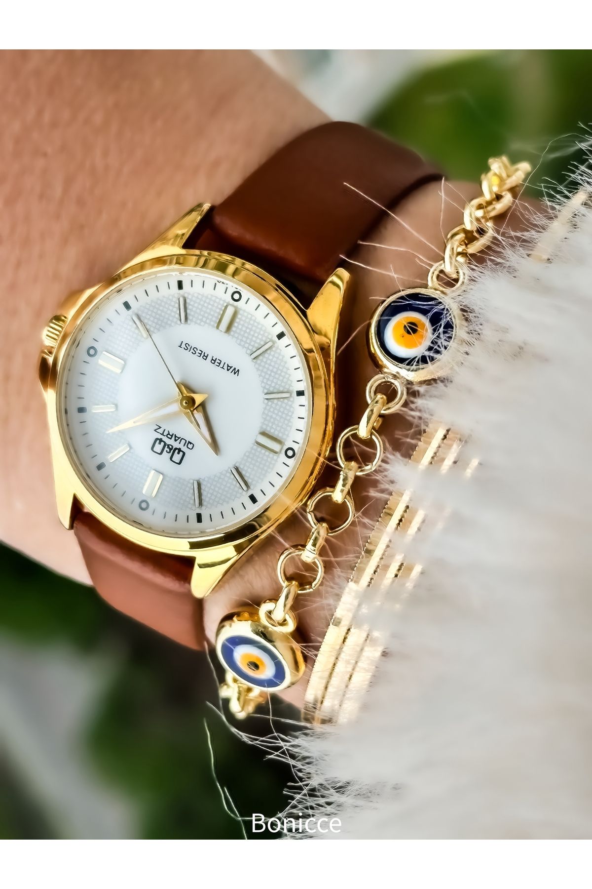 Q Q Brown Color Women s Wristwatch bracelet with Leather Strap Waterproof 2 Years Warranty Trendyol