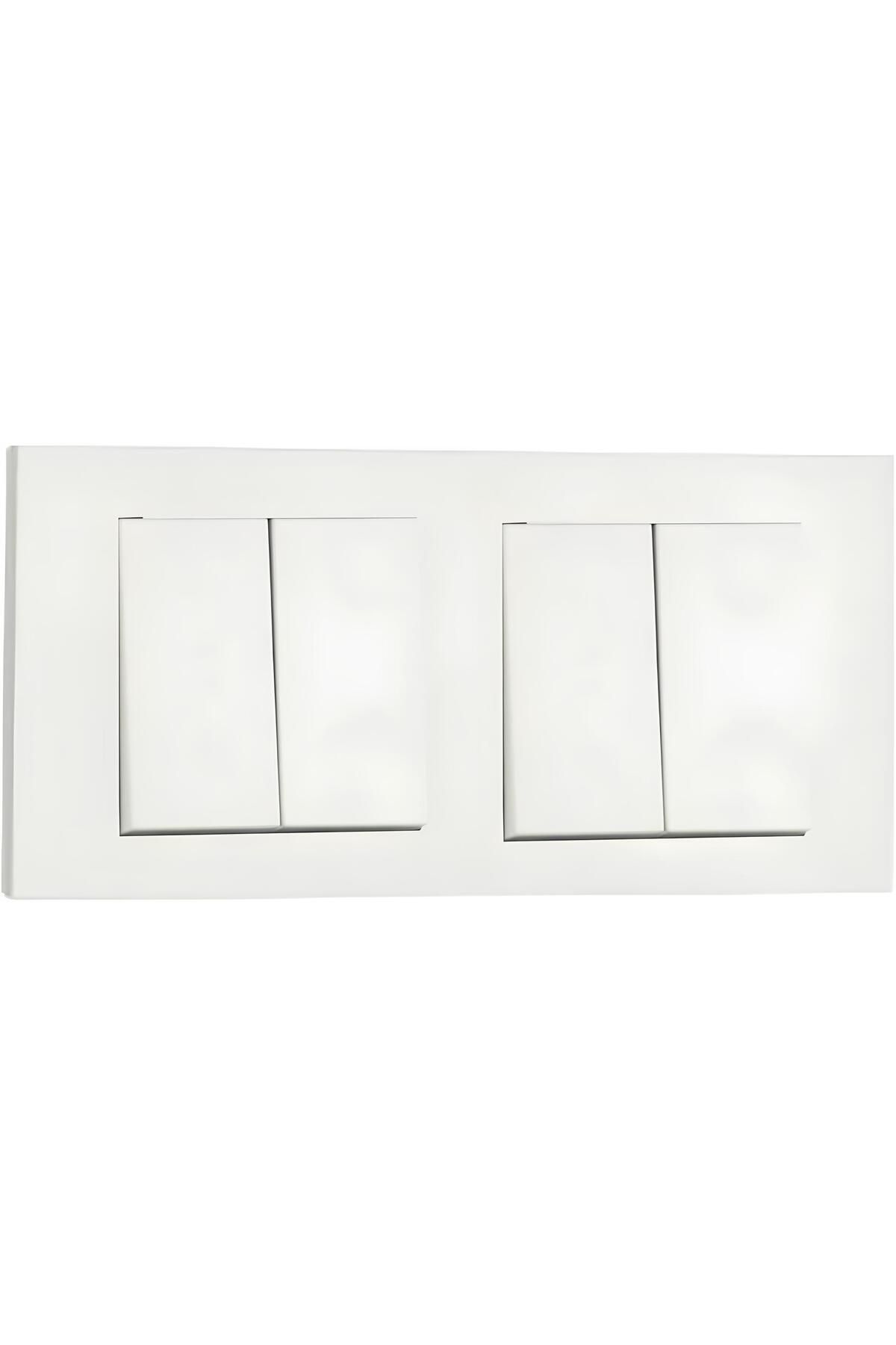 ga gözde aydınlatma-OVİVO GRANO WHITE DOUBLE SET COMMUTATOR (DOUBLE SWITCH)+COMMUTATOR (DOUBLE SWITCH) +DOUBLE FRAME 1