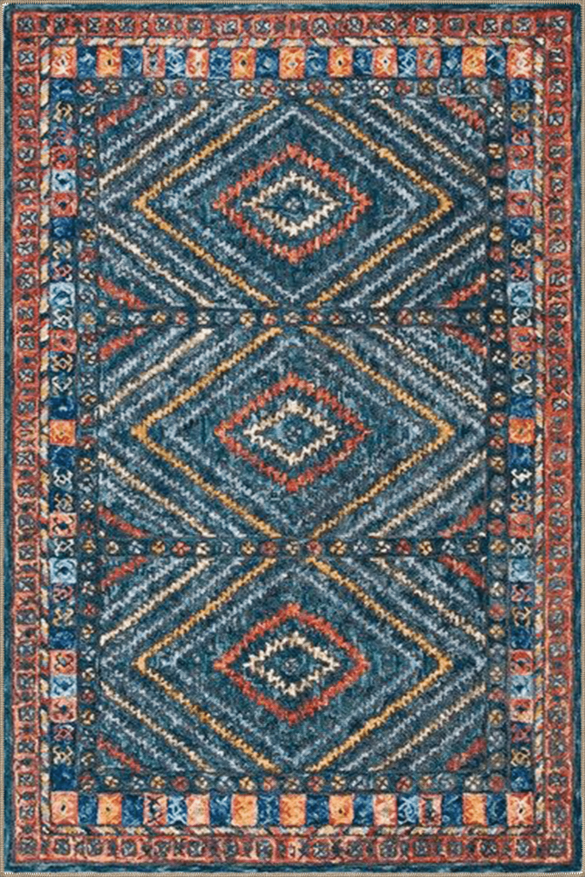 Traditional Cross Diamond Patterned Decorative and Woven Base Carpet 4306