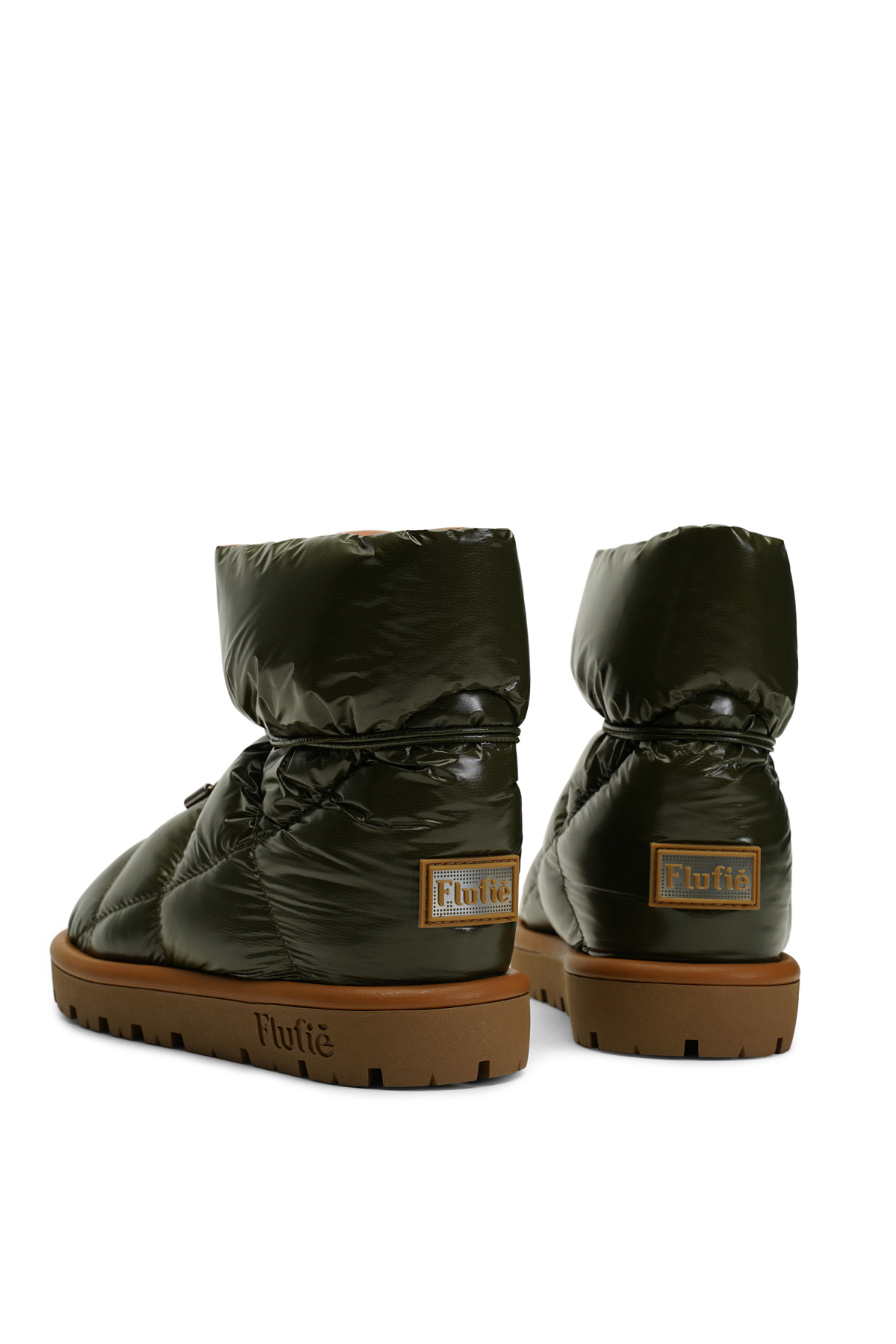 Flufie Kaz Tüyü Unisex Bot Shiny Serisi Khakı görsel 3