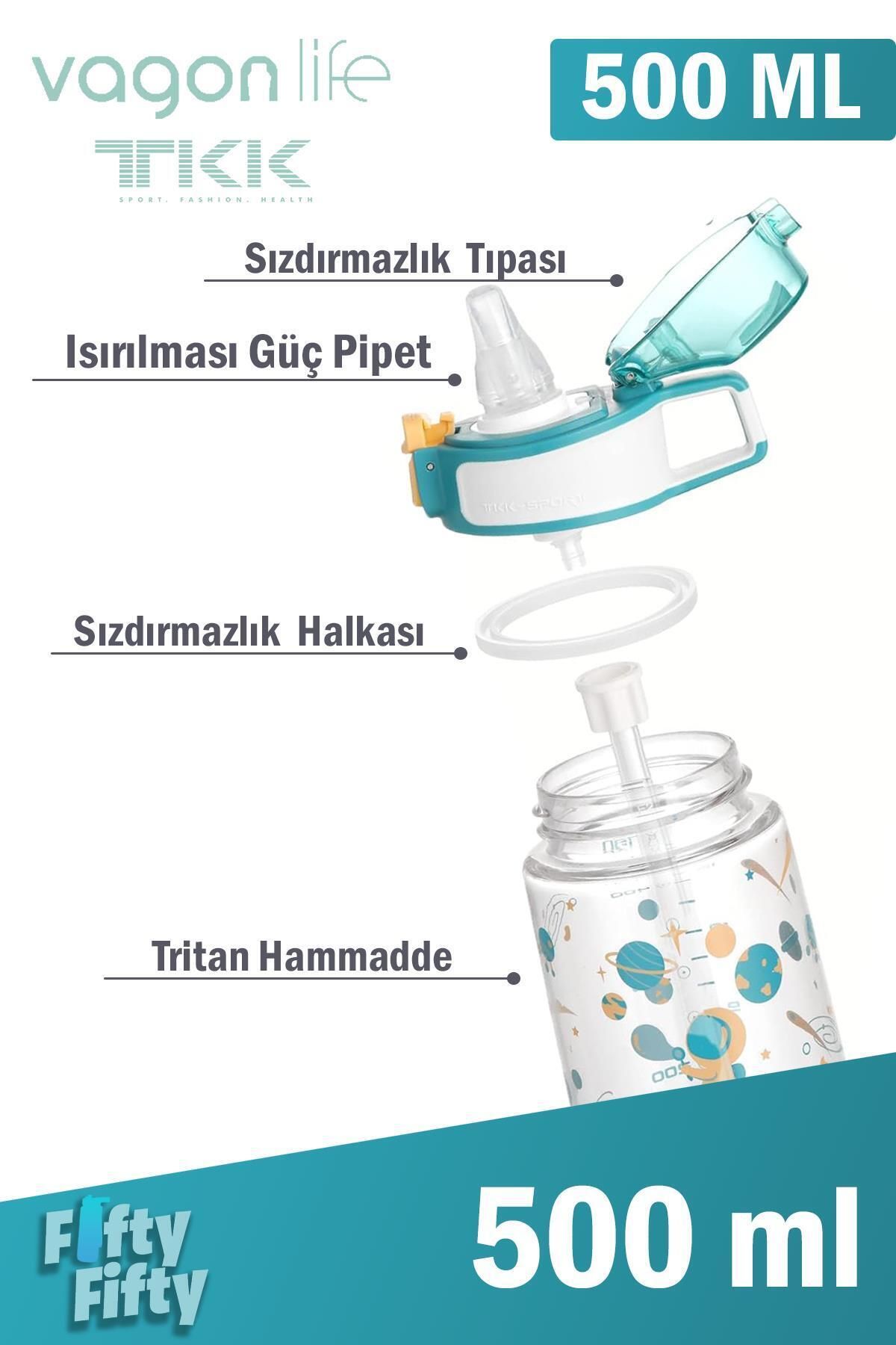 قمقمه کمپ سبز TKK 500 میل الگوی ضخیم Pipetan BPA بدون آب تریتان چربی FFTKK3002 500ml Vagonlife