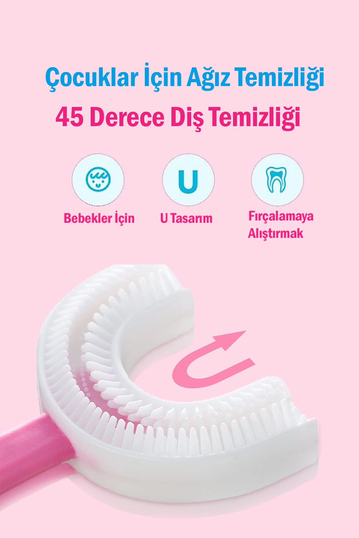 Efege Bebek U Şeklinde Diş Fırçası Pembe 0 12 Ay Bebek Cocuk Dis Fırcası Banyo Bebek Oyuncağı Diş Macunu
