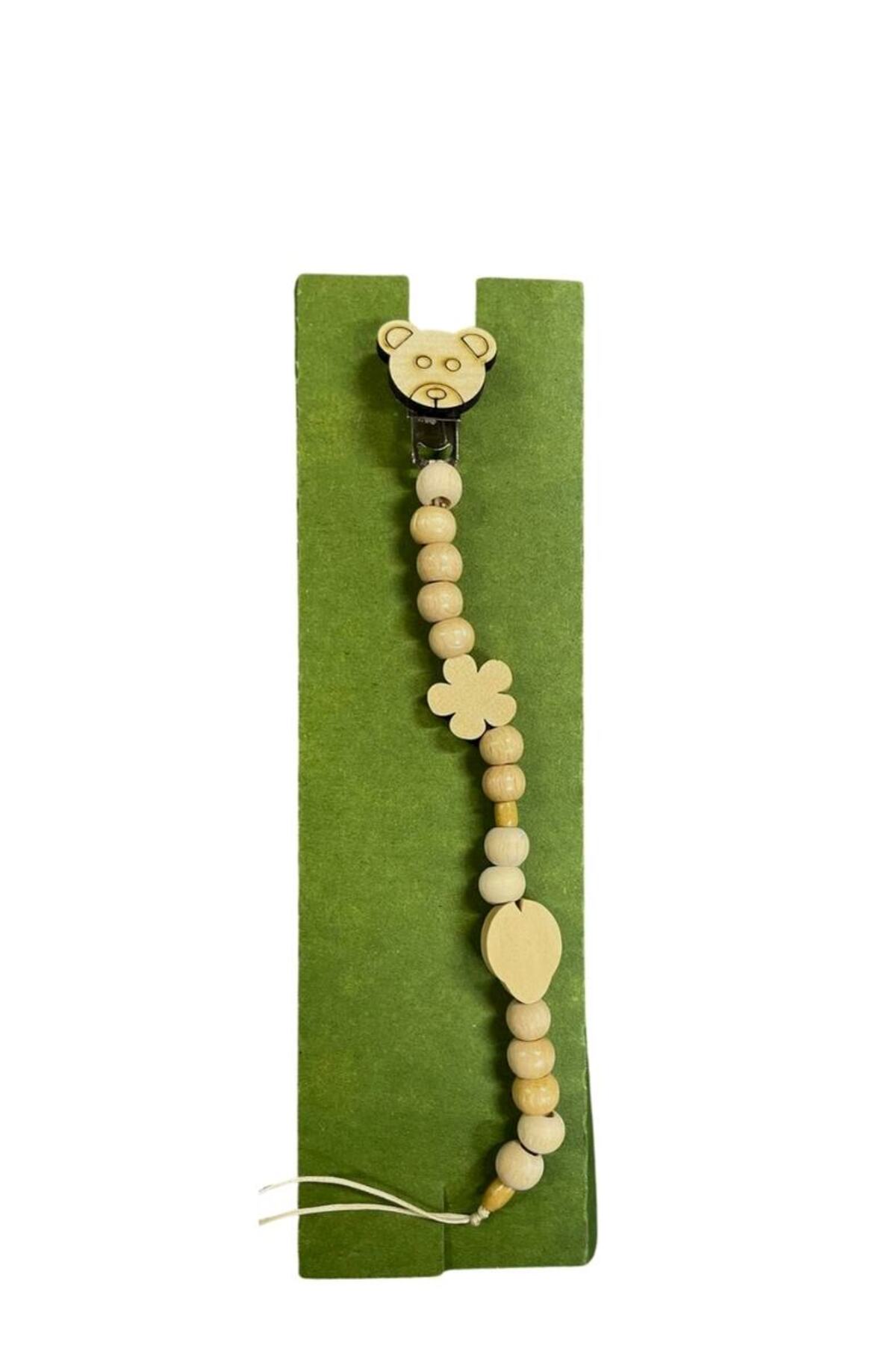 Minisse Bear Detaylı %100 Doğal Ahşap Bebek Emzik Zinciri-emzik Askısı 4832 fotoğrafı 2 (önizleme)