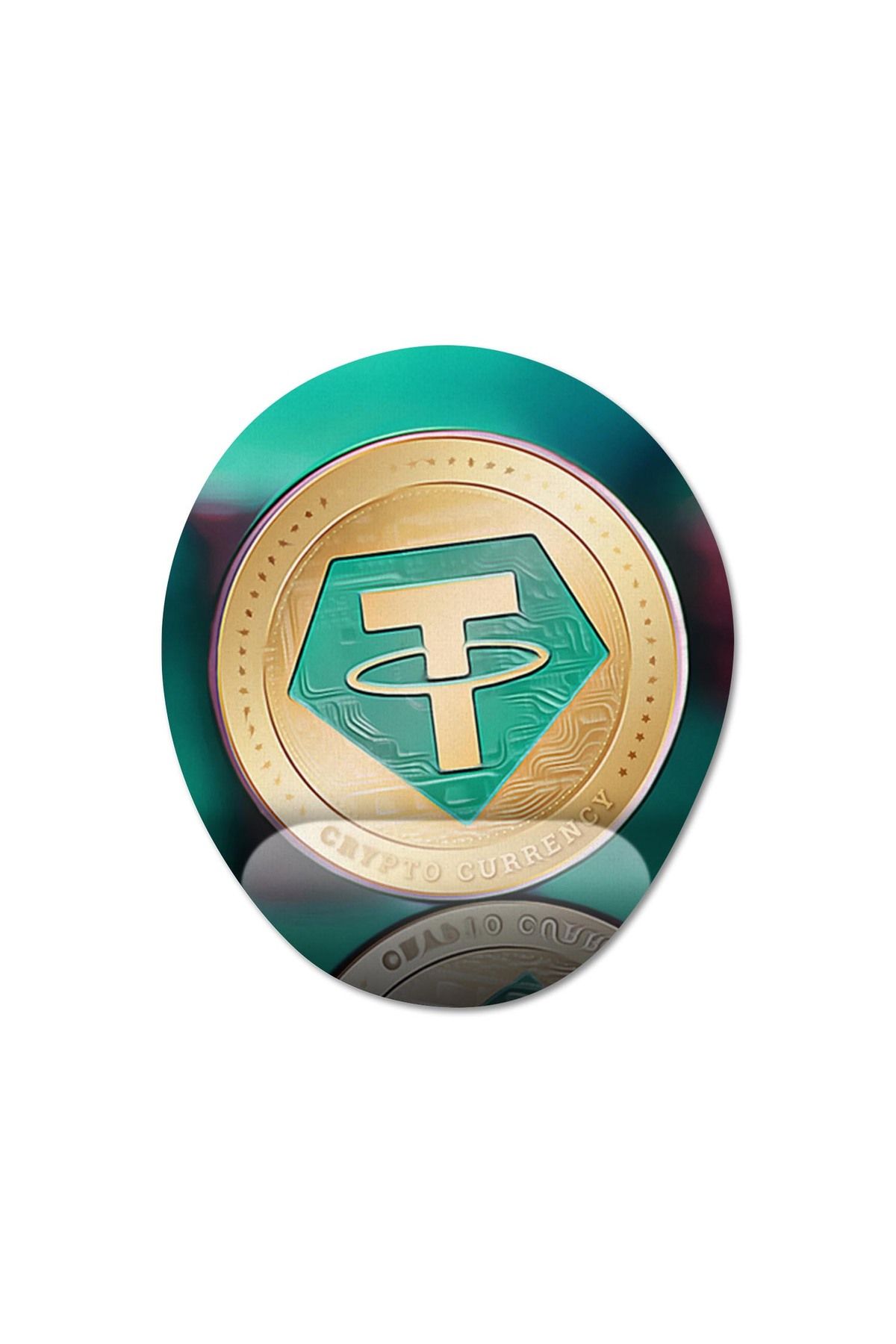 Pixxa-Tether Coin Kryptocurrency - 3 نموذج لوحة ماوس بيضاوية بمساعدة المعصم 2