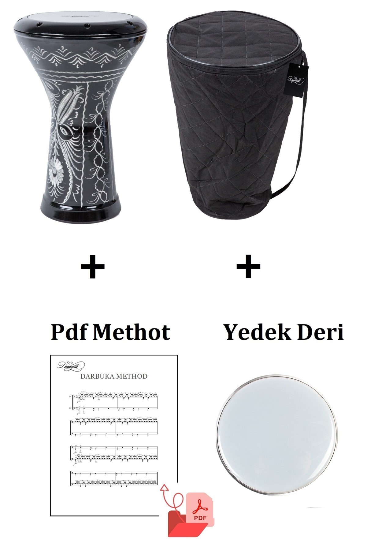 Donizetti Erzincan İşlemeli Mısır Darbuka Yedek Deri Darbuka Metot