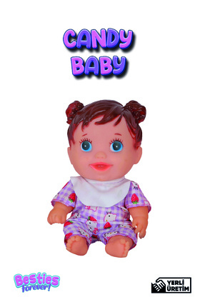 ARI TOYS Candy Baby - 24cm Oyuncak Et Bebek - Renkli Saçlar Ve Kıyafetler