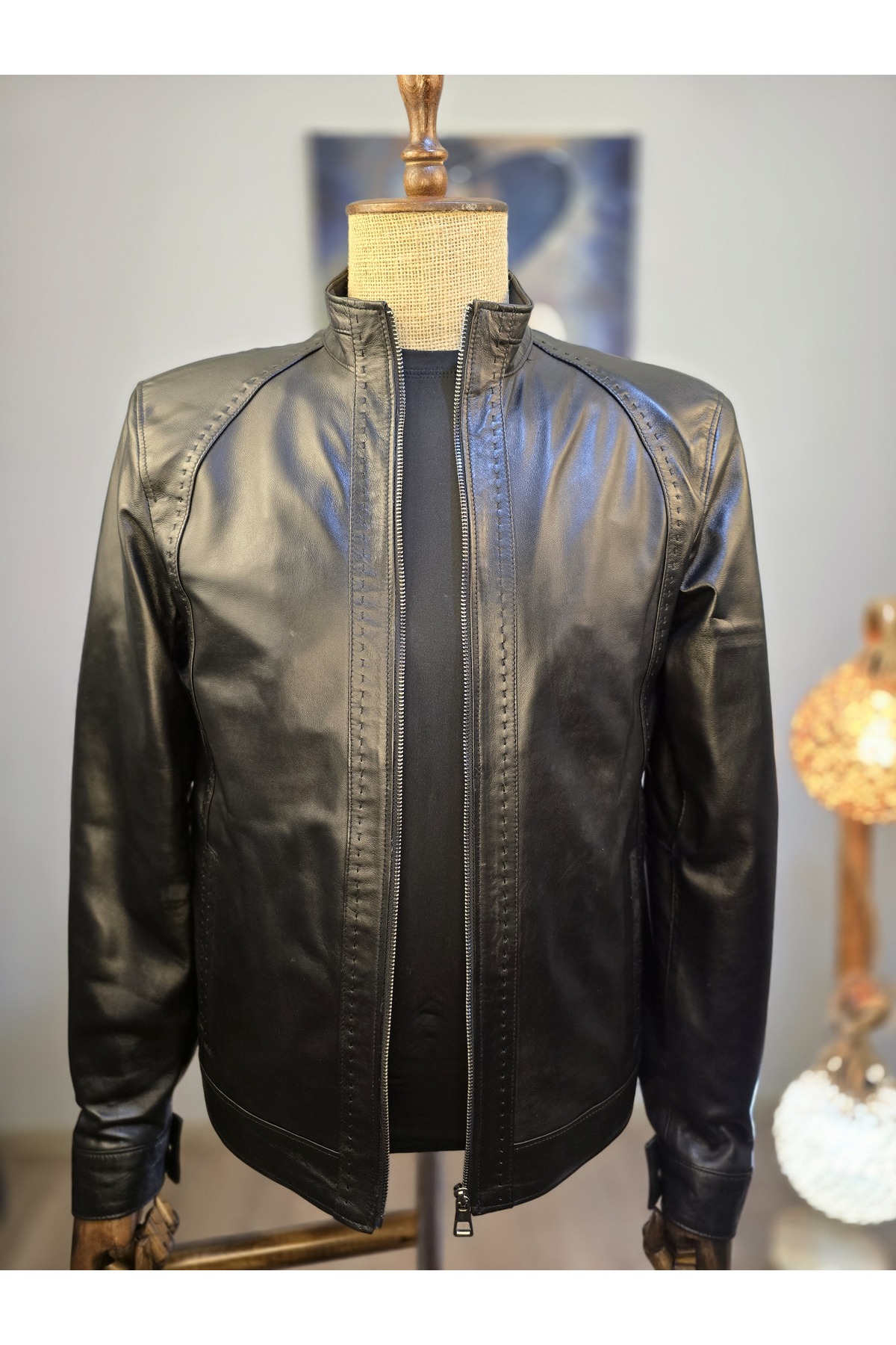 کاپشن مردانه مشکی ALWAYS LEATHER | 1803340037 اورجینال - تصویر 2