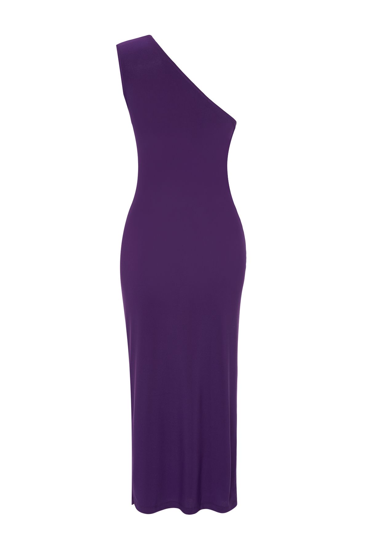 Trendyol Collection-Rochie creion midi, mov, cu un singur umăr, drapată/multit, elastică, tricotată TWOSS24EL00100 7