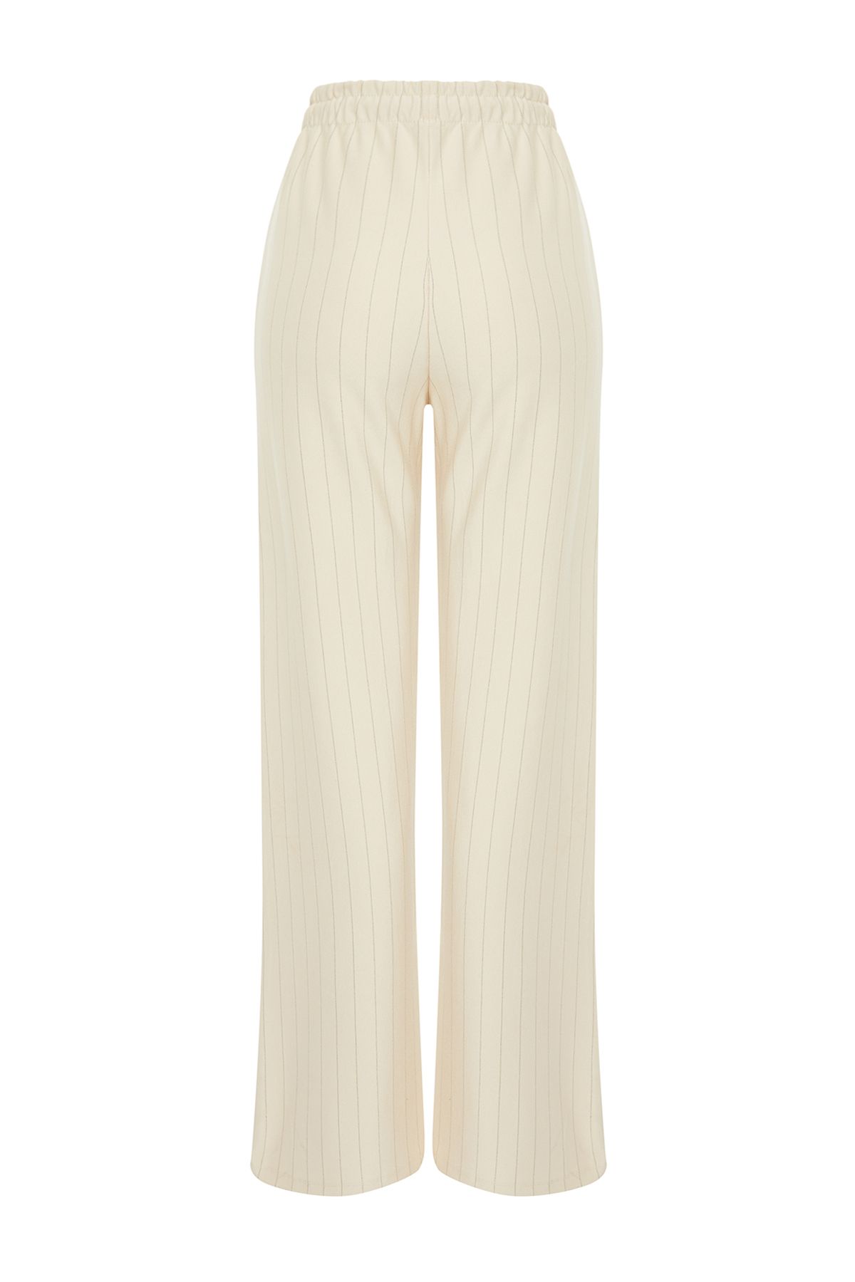 Trendyol Collection-Pantaloni elastici cu tăietură dreaptă/dreaptă cu dungi groase bej TWOSS24PL00072 8