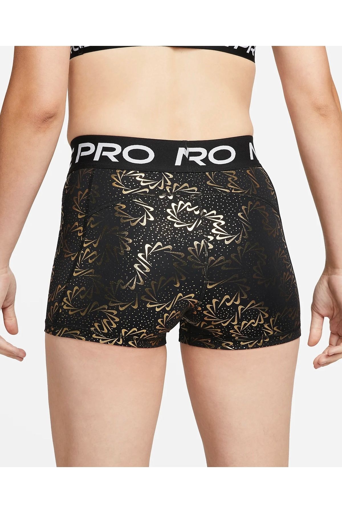 Nike Pro Dri Fit Sparkle Swoosh Graphics 3 In Mid Rise Training Kad n ort Kad n Giyim