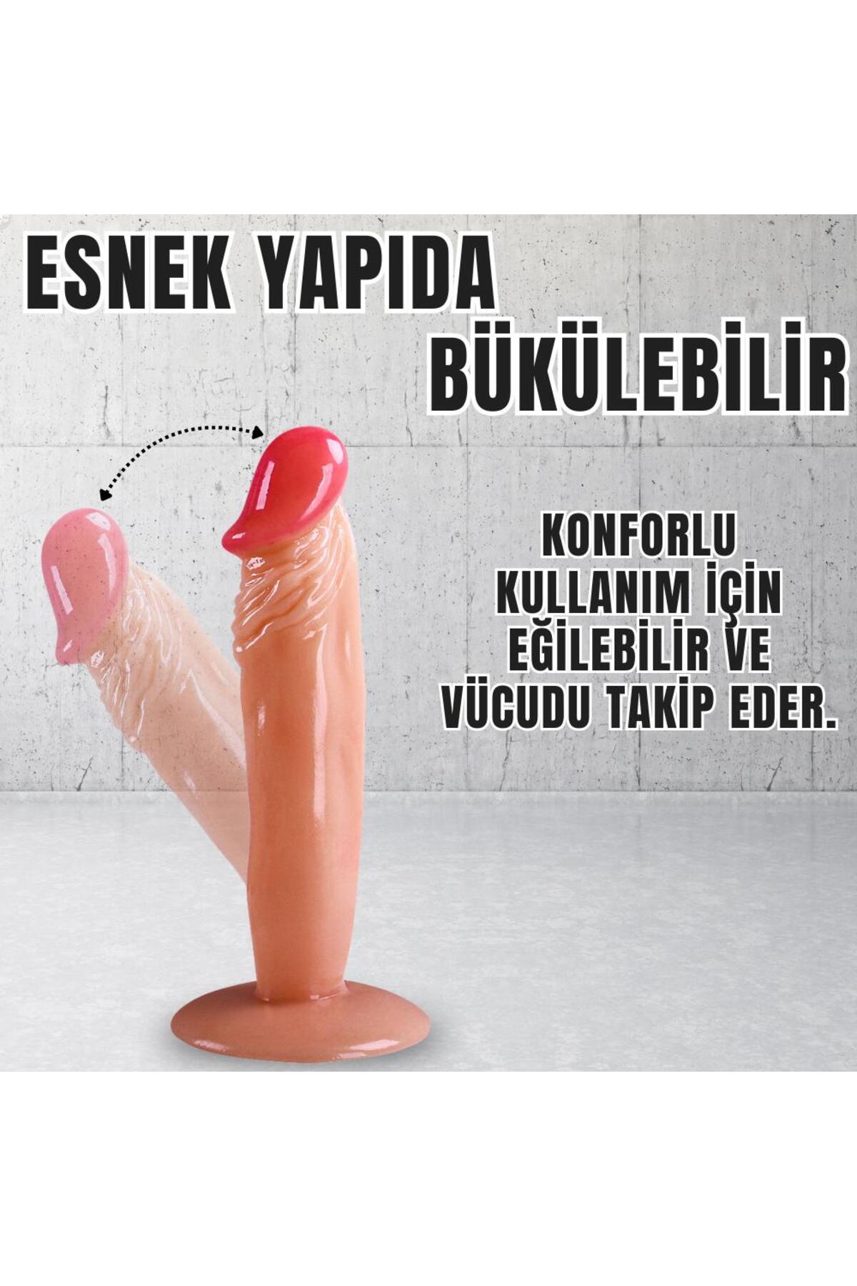 Realistik Dokuda Dildo Vantuzlu Gerçekçi Yapay Penis 17 CM 5
