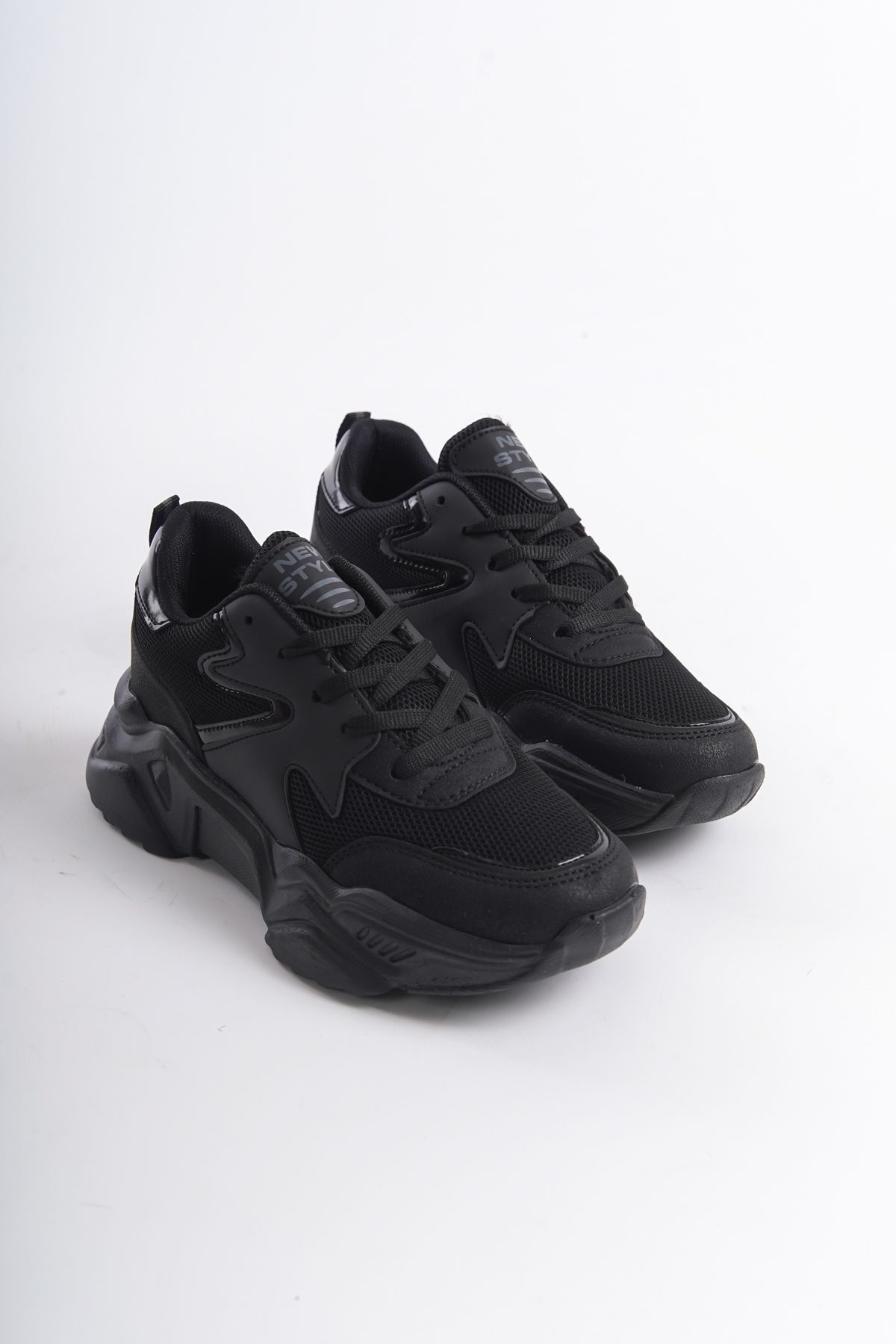 Moda Değirmeni-Pantofi de damă cu dungi negru-negru BG1172-101-0009 4