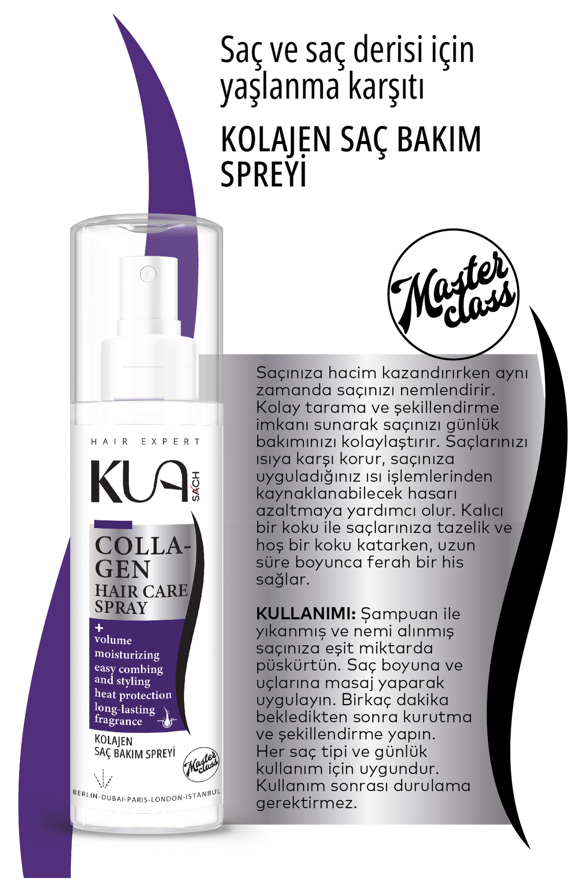 Kua Collagen Yıpranmış Ve Işlem Görmüş Saçlar Için Yüksek Onarıcı Hair Care Spray — 200 ML — تصویر 3 از 6