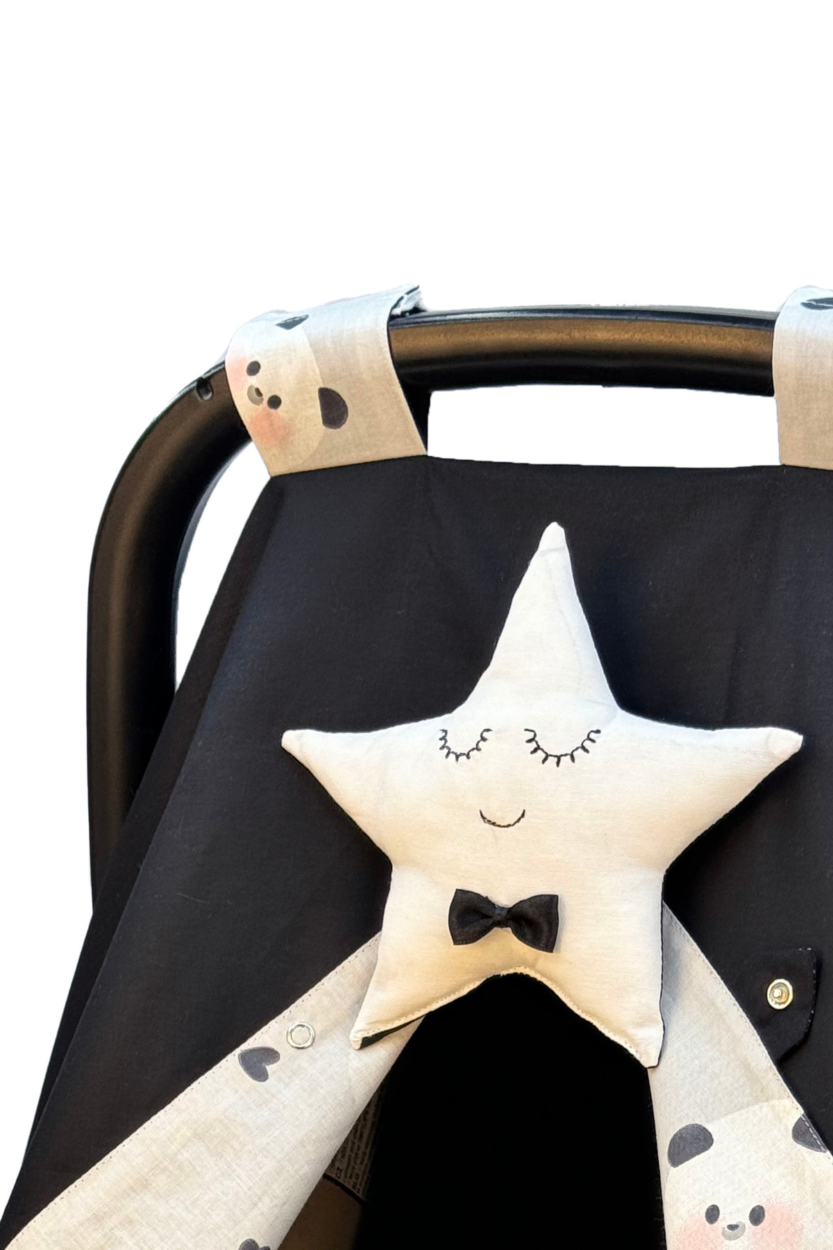 Atölye Eda Exclusive Organik Pamuk Puset Örtüsü ve Minderi Gülen Surat Yıldızlı 2 Parça fotoğrafı 3 (önizleme)