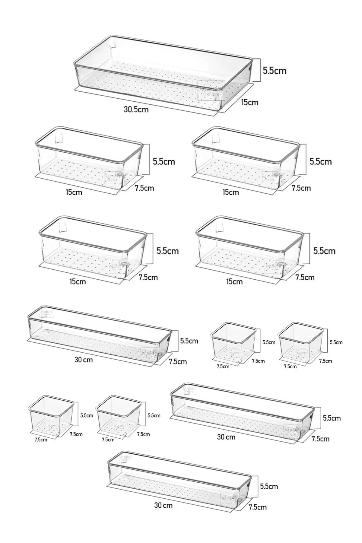 Meleni Home-Δοχείο αποθήκευσης 12 τεμαχίων Clear Design Modular Storage Container - Συρταριέρα, Organizer κοσμημάτων μακιγιάζ μπάνιου 4