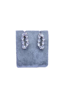 ERU JEWELLERY SU YOLU ZİRKON TAŞLI KADIN GÜMÜŞ KÜPE - HEDİYELİK