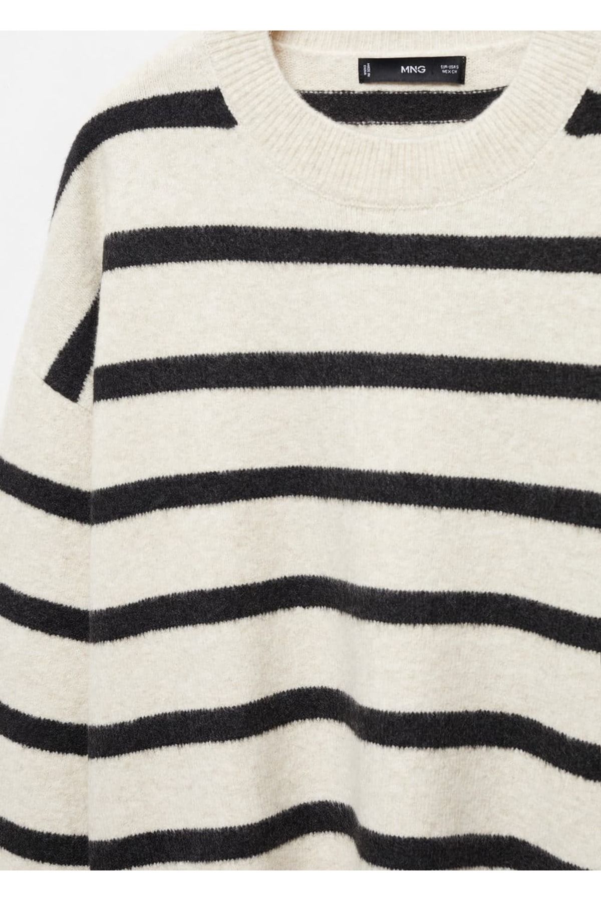 MANGO Woman-Round neck striped sweater 5