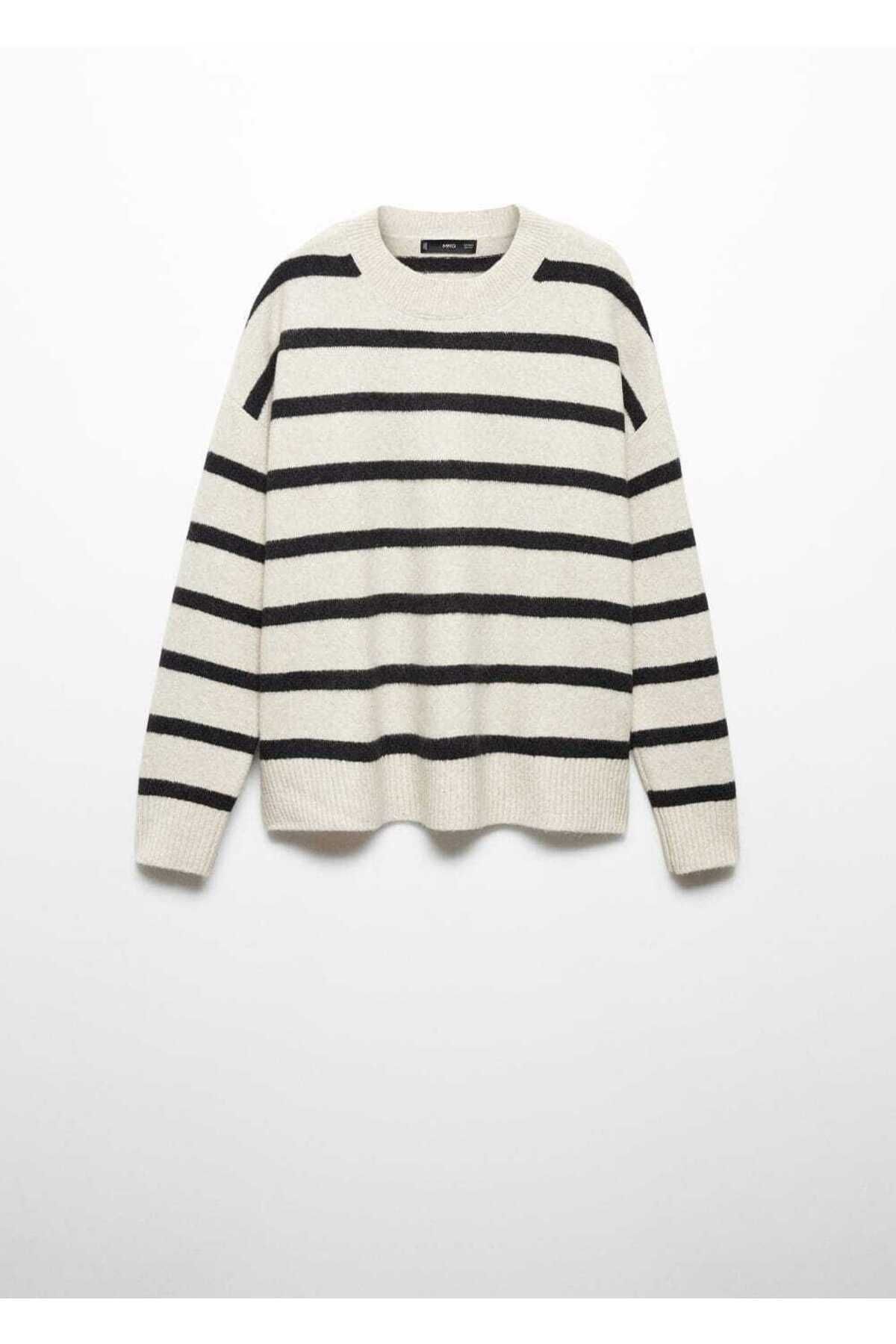 MANGO Woman-Round neck striped sweater 3