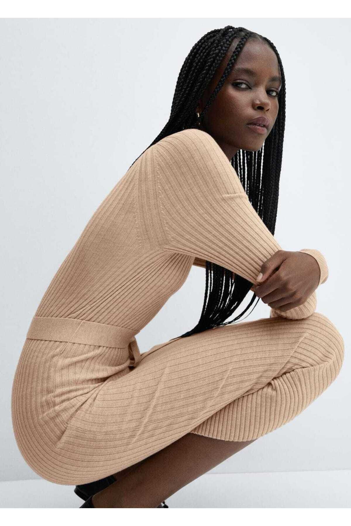 MANGO Woman-Tailliertes Midi-Webkleid 5