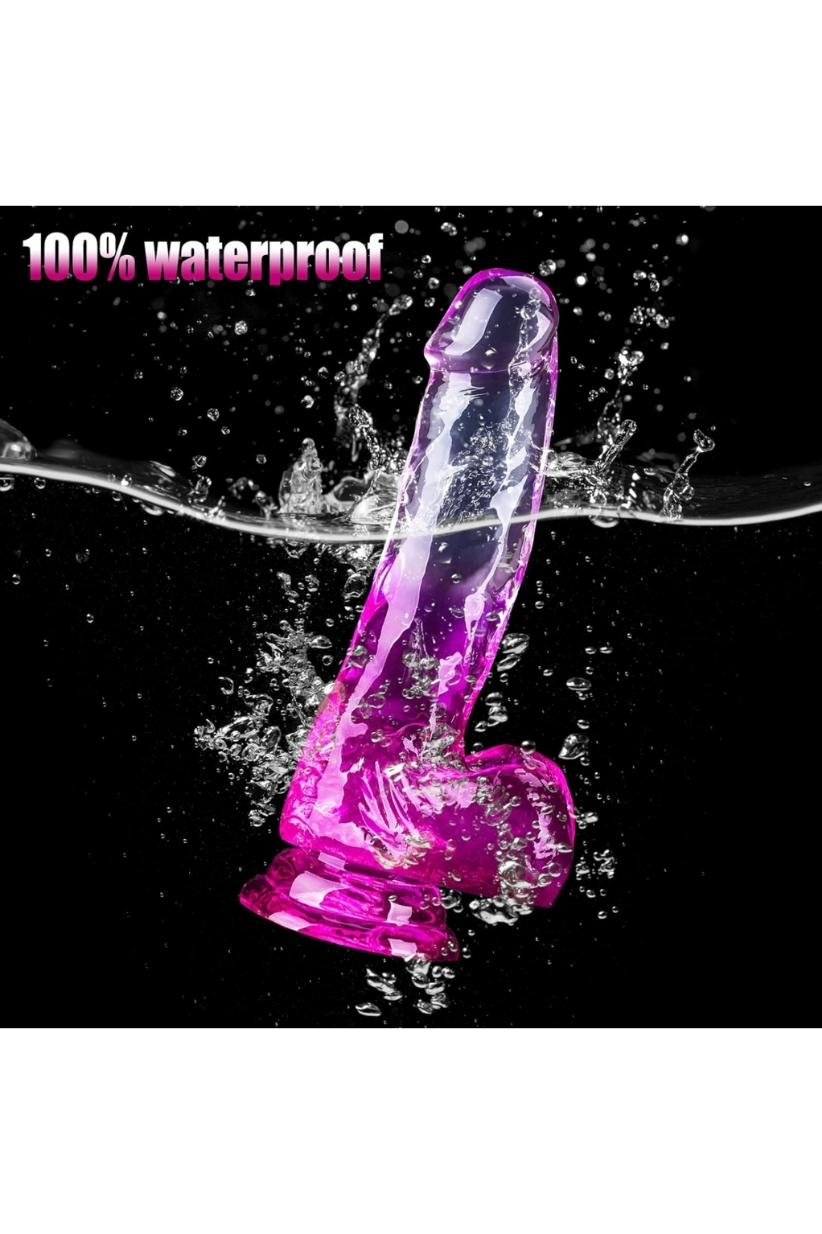 MYST COLOR Dildo Realistik Jel Dokuda Vantuzlu Ultra Yumuşak Şeffaf Mor Yapay Penis 4