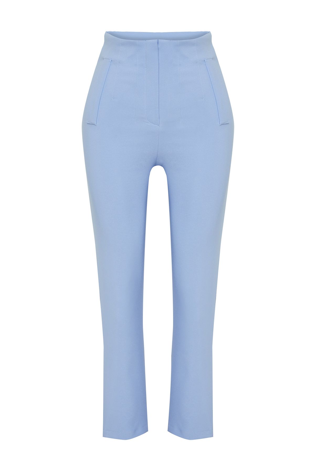 Trendyol Collection-Knöchellange hellblaue Zigarettenhose mit hoher Taille – gewebter Stoff mit Spannzangen TWOSS20PL0515 8