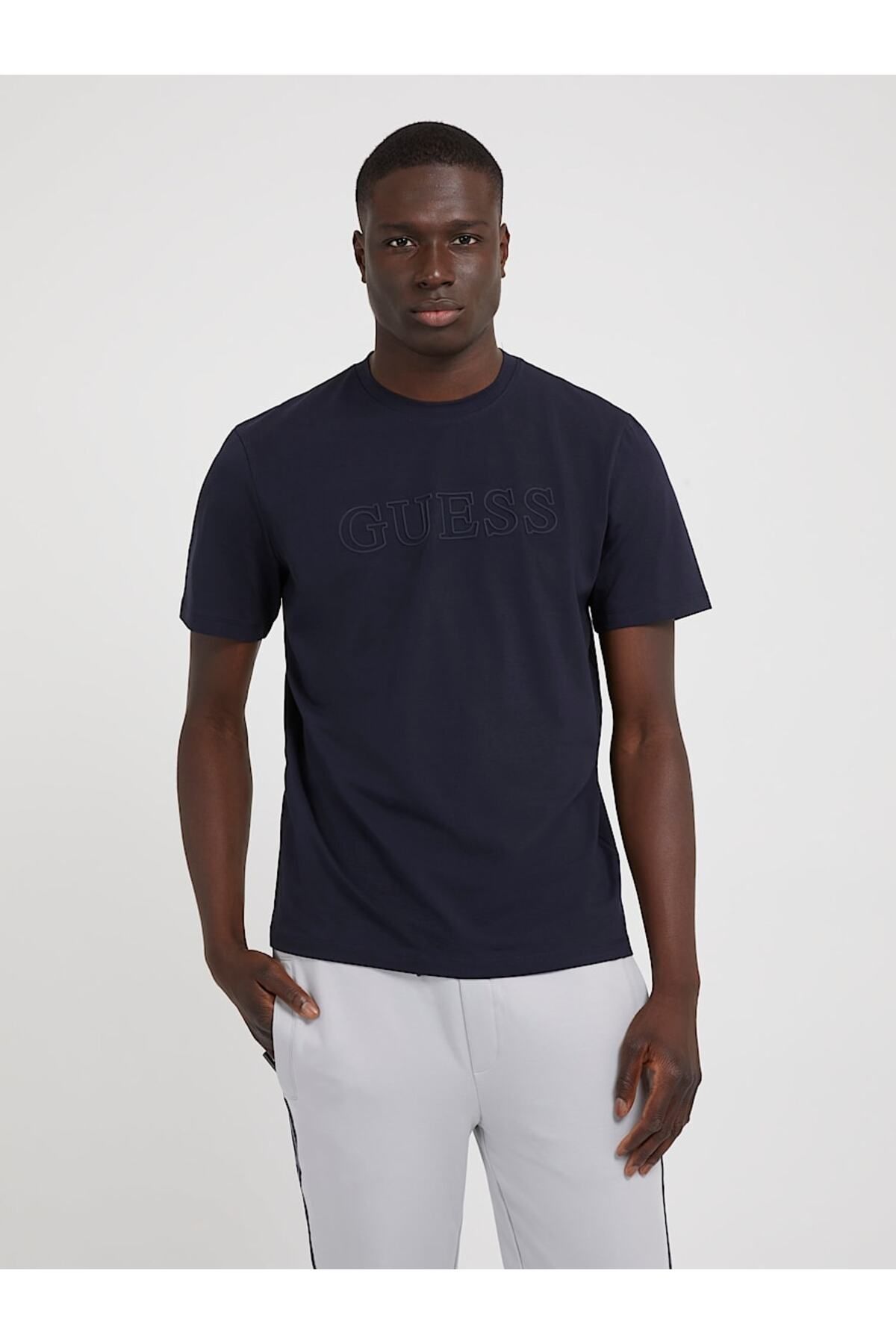 Guess black logo t shirt deals