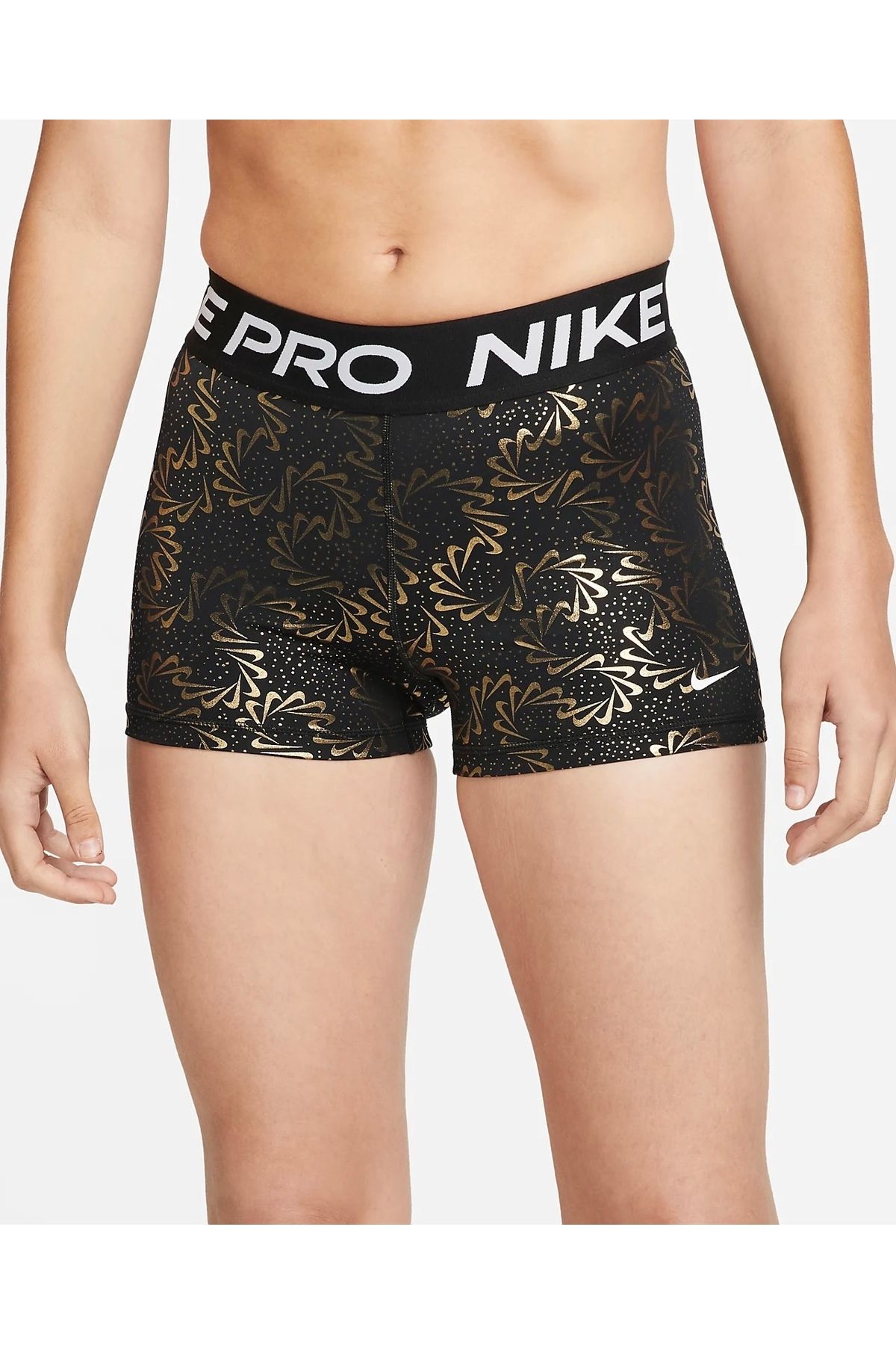 Nike Pro Dri Fit Sparkle Swoosh Graphics 3 In Mid Rise Training Kad n ort Kad n Giyim