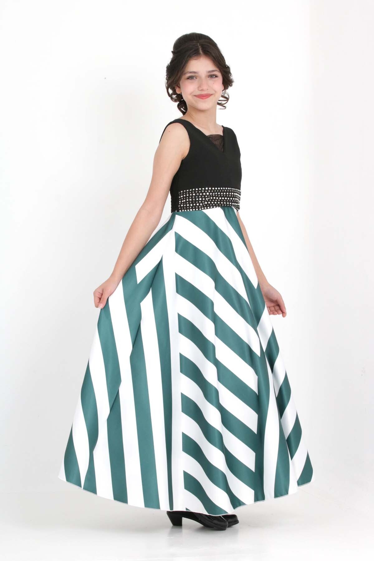 Girls Special Taffeta Fabric Long Evening Dress 9 Years-10 Years-11 Years-12 Years-13 Years