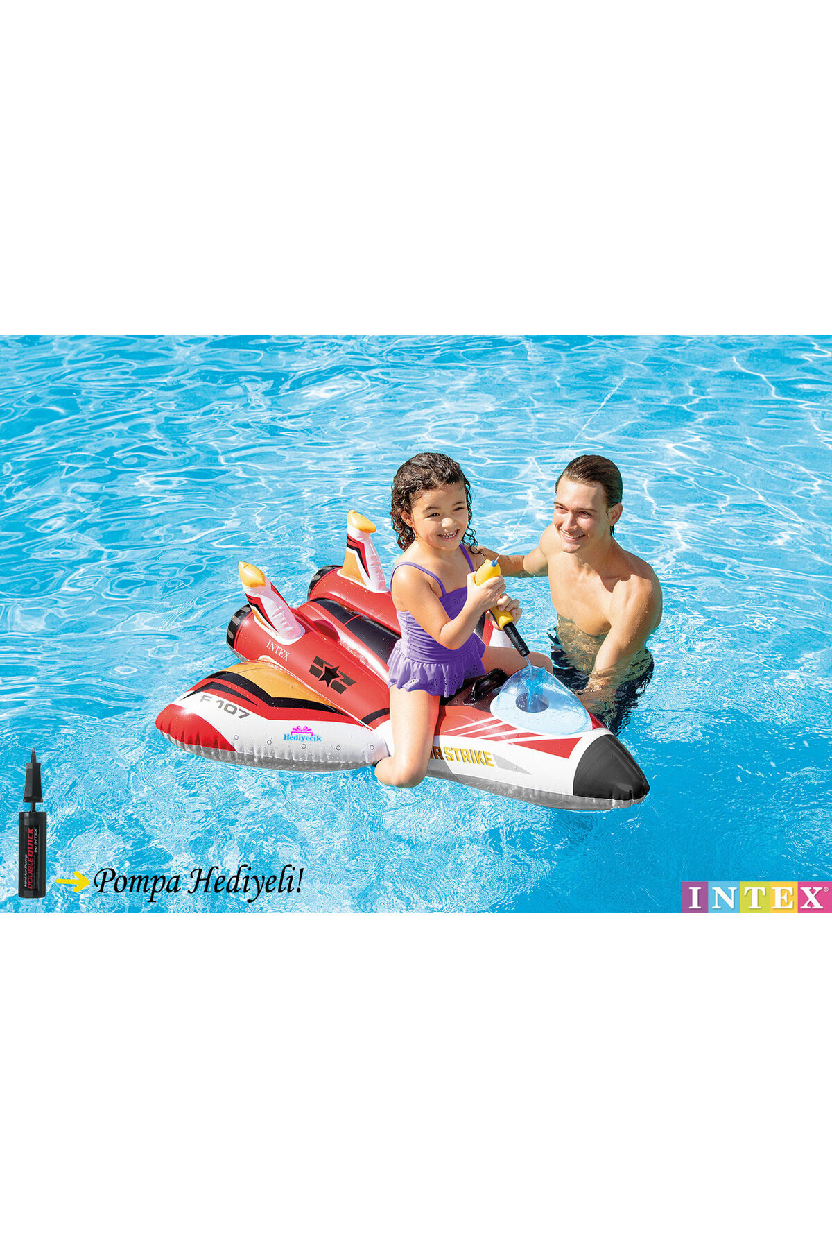 hediyecik-x Water Pistol Kids Airplane and Pool Rider - 117x117 Cm 2