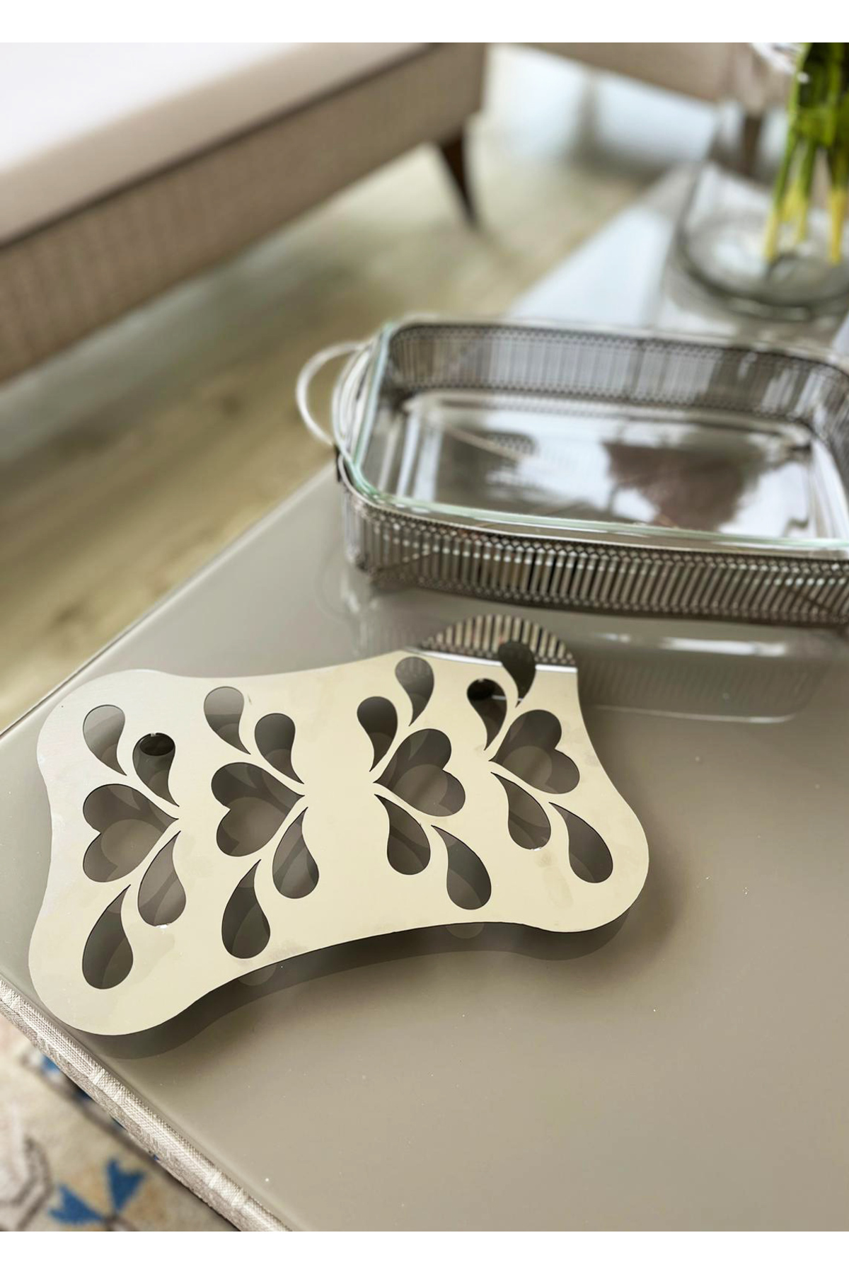 PİGET Paslanmaz Çelik Lüks Borcam Nihalesi Büyük Boy Kalp Desenli 25.5cm x 14cm