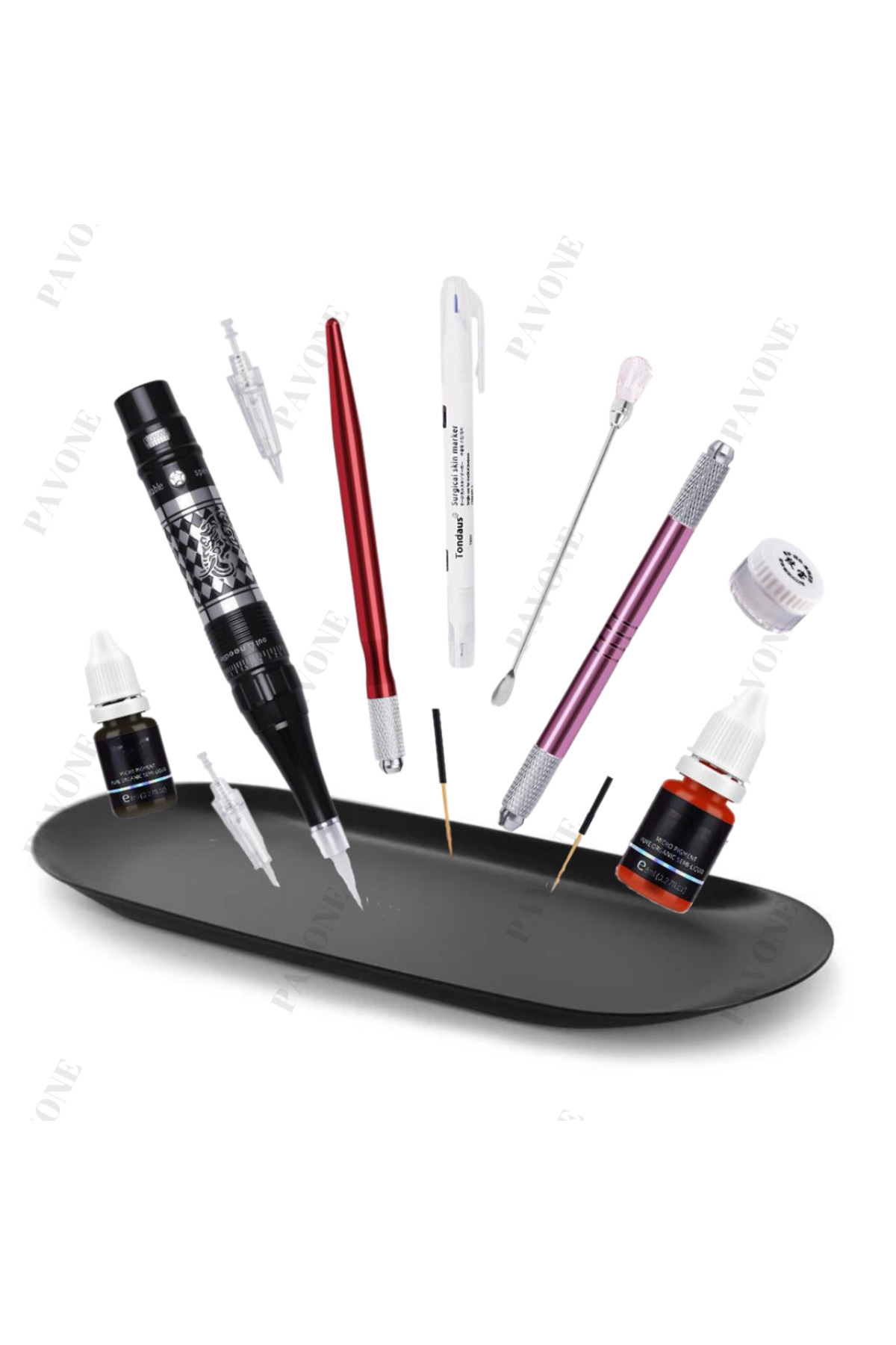 Pavone KALICI MAKYAJ ÜRÜN PALETİ - MİCROBLADİNG & DÖVME İŞLEMLERİ İÇİN BÜYÜK BOY ÜRÜN TEPSİSİ - SİYAH