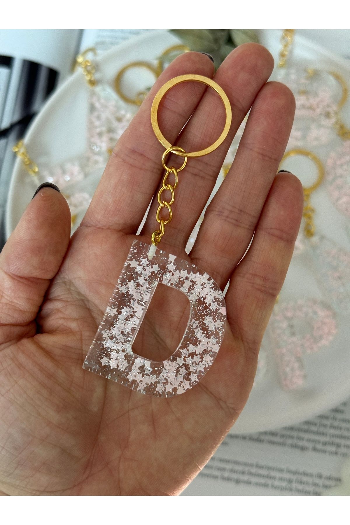 Miliva Letter D Epoxy Resin Keychain Lettered Keychain Trendyol