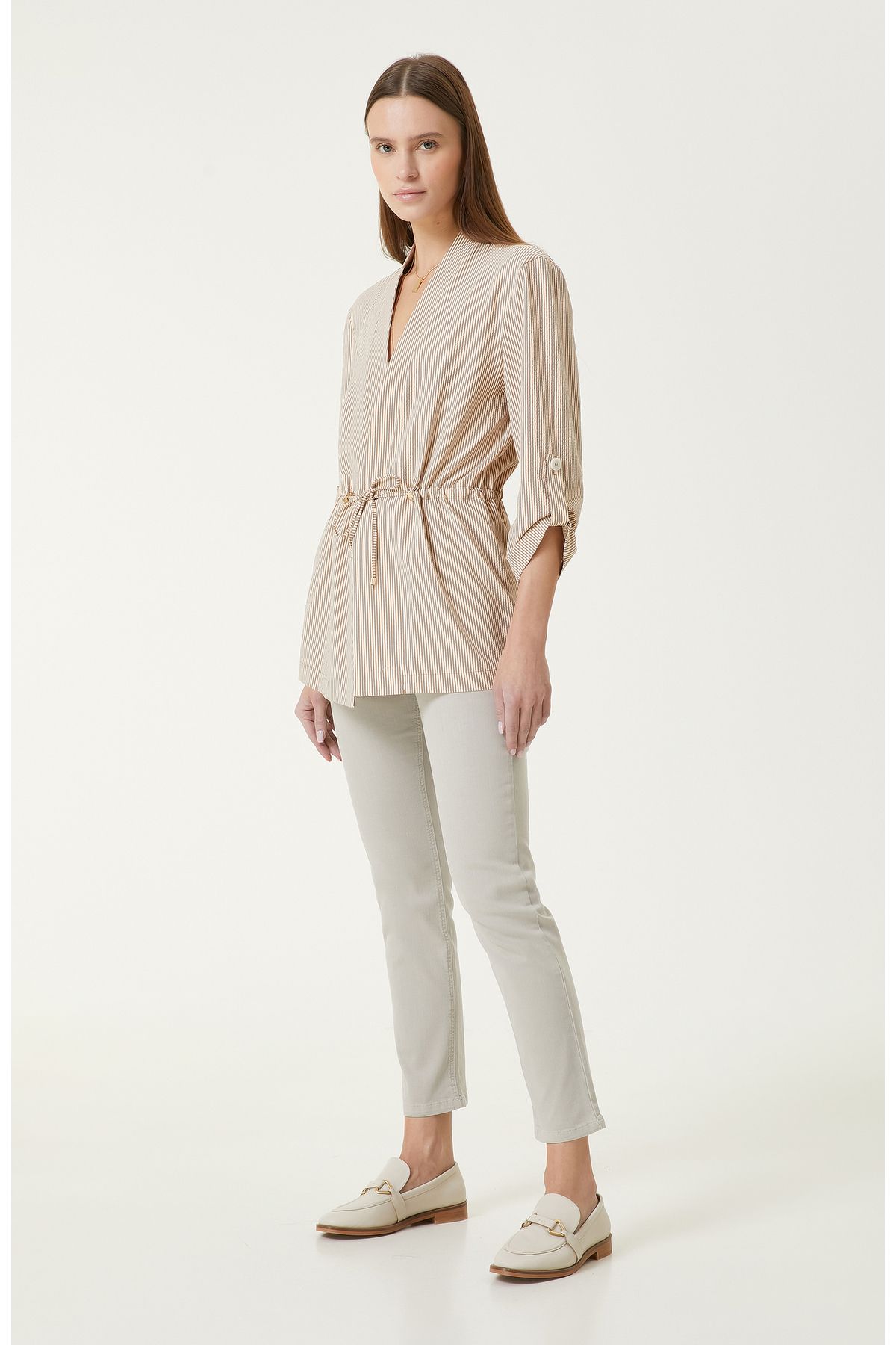 pantalon gris clair denim casual