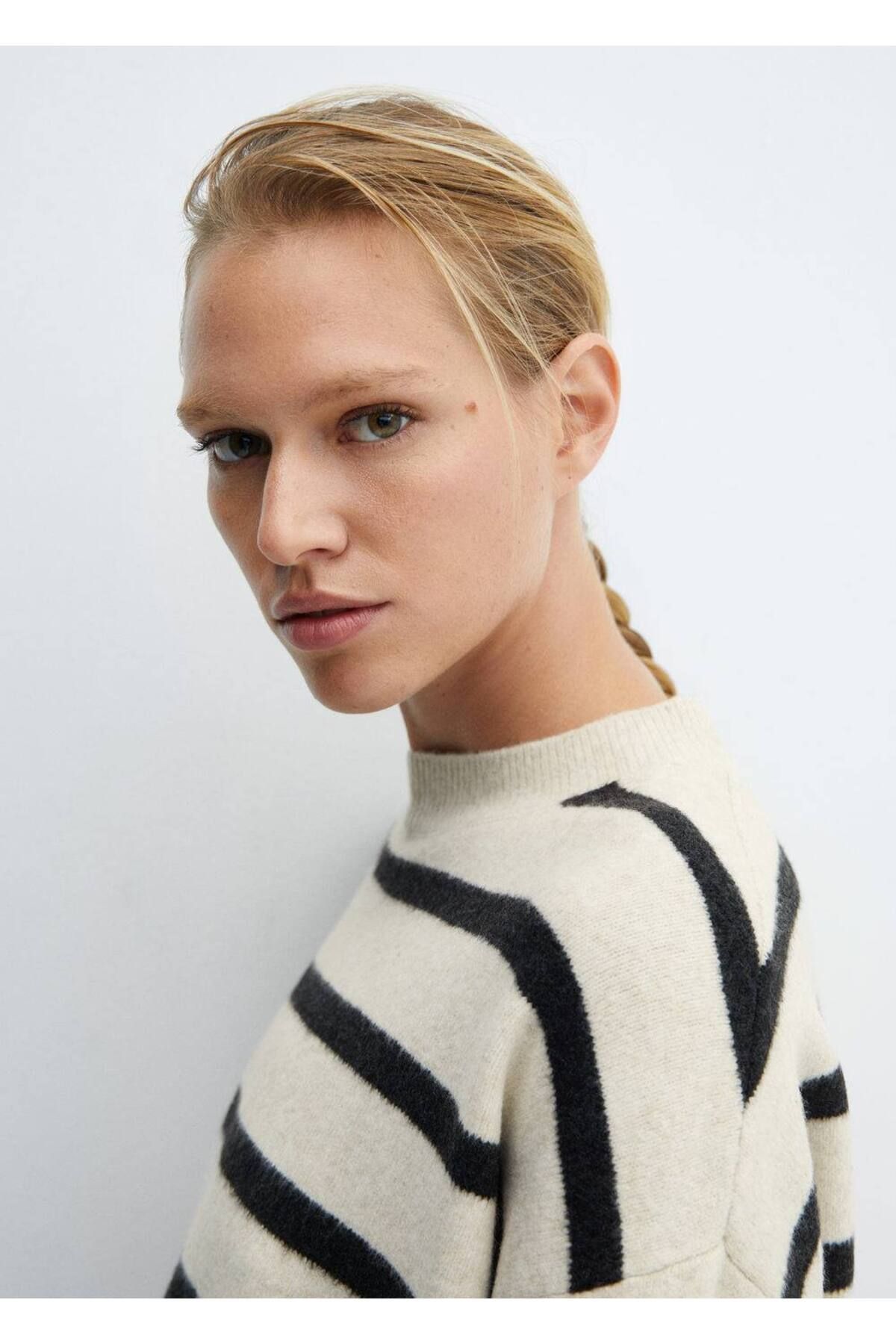 MANGO Woman-Round neck striped sweater 6