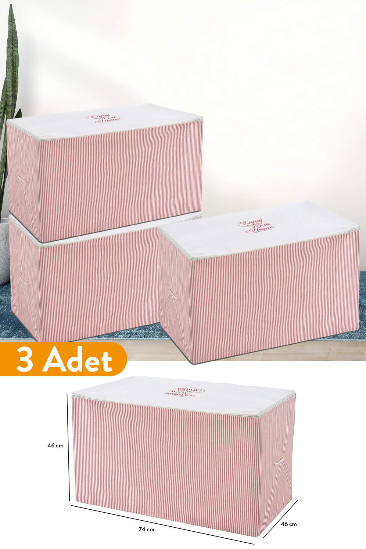 3 Pieces - Large Pink Striped Hook - 74 x 46 x 46 cm