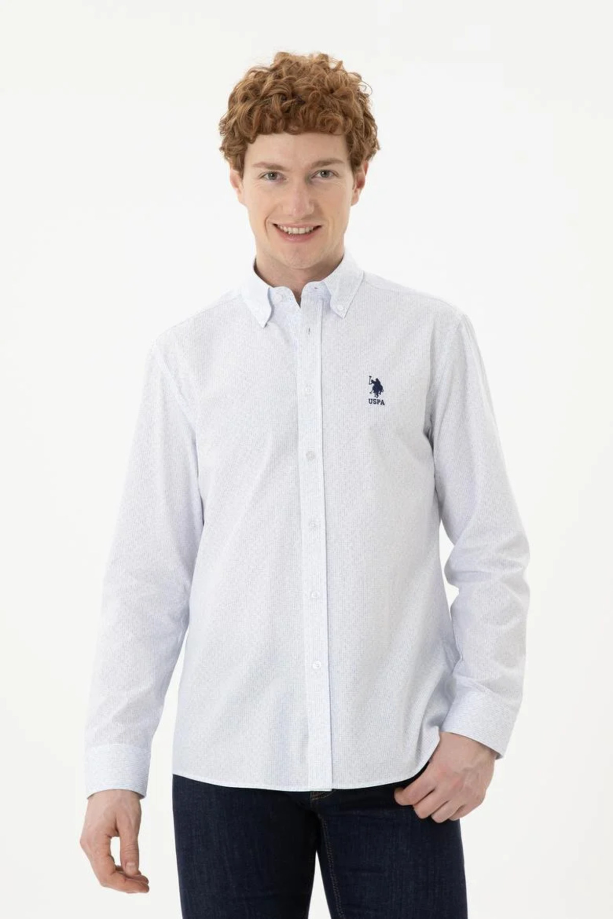 یو اس پولو پیراهن آستین بلند مردانه پولو مدل U.S. Polo Assn. سرمه‌ای G081GL004.000.183096.7.VR033TEKSPOR
