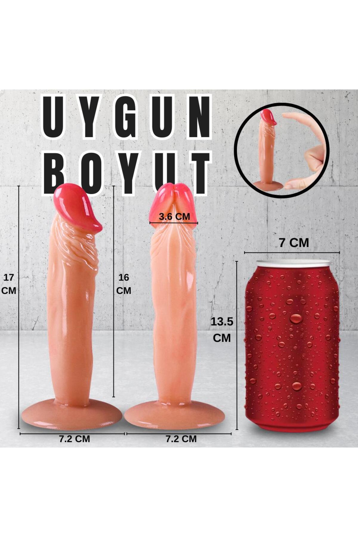 Realistik Dokuda Dildo Vantuzlu Gerçekçi Yapay Penis 17 CM 2