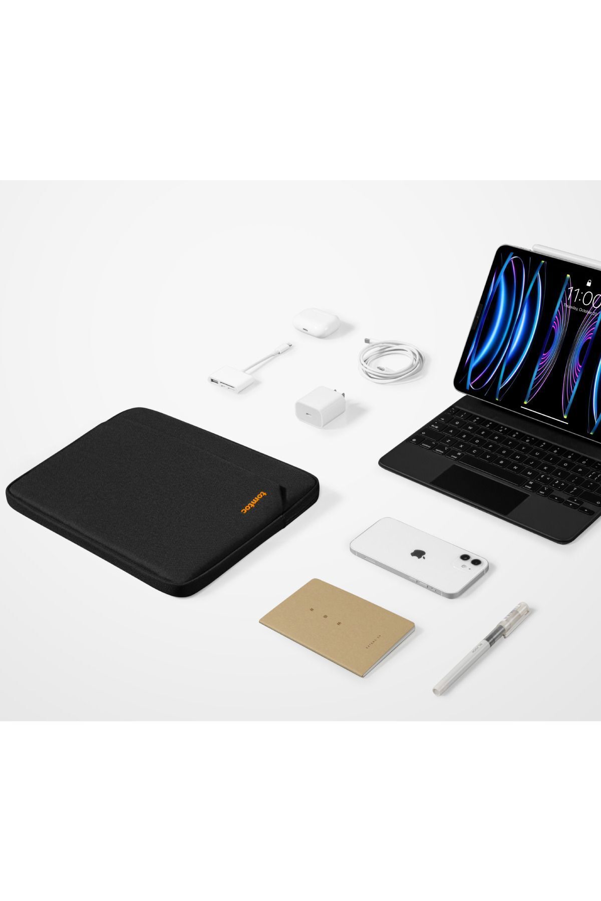 کاور تبلت مشکی B18 12.9 اینچ مورد IPAD PRO CASE سازگار Tomtoc