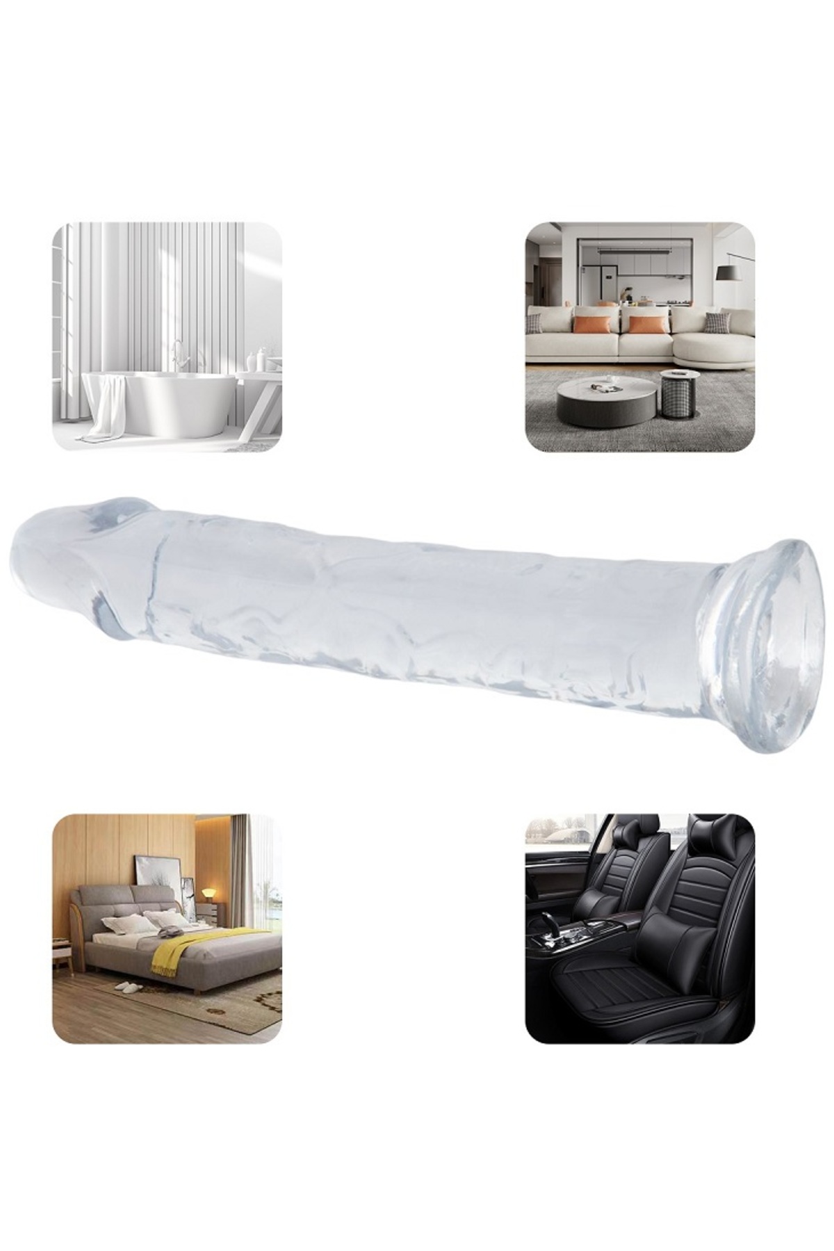 Şeffaf 9 cm Boyunda Dildo Kayganlaştırıcı ve Mini Vibratör 3