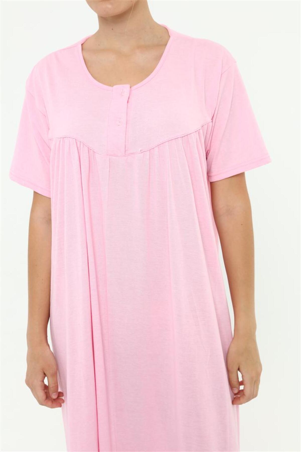 sevateks %100 PAMUK PENYE BATTAL BEDEN DÜZ RENK GECELİK DÜĞMELİ LOHUSA GECELİĞİ