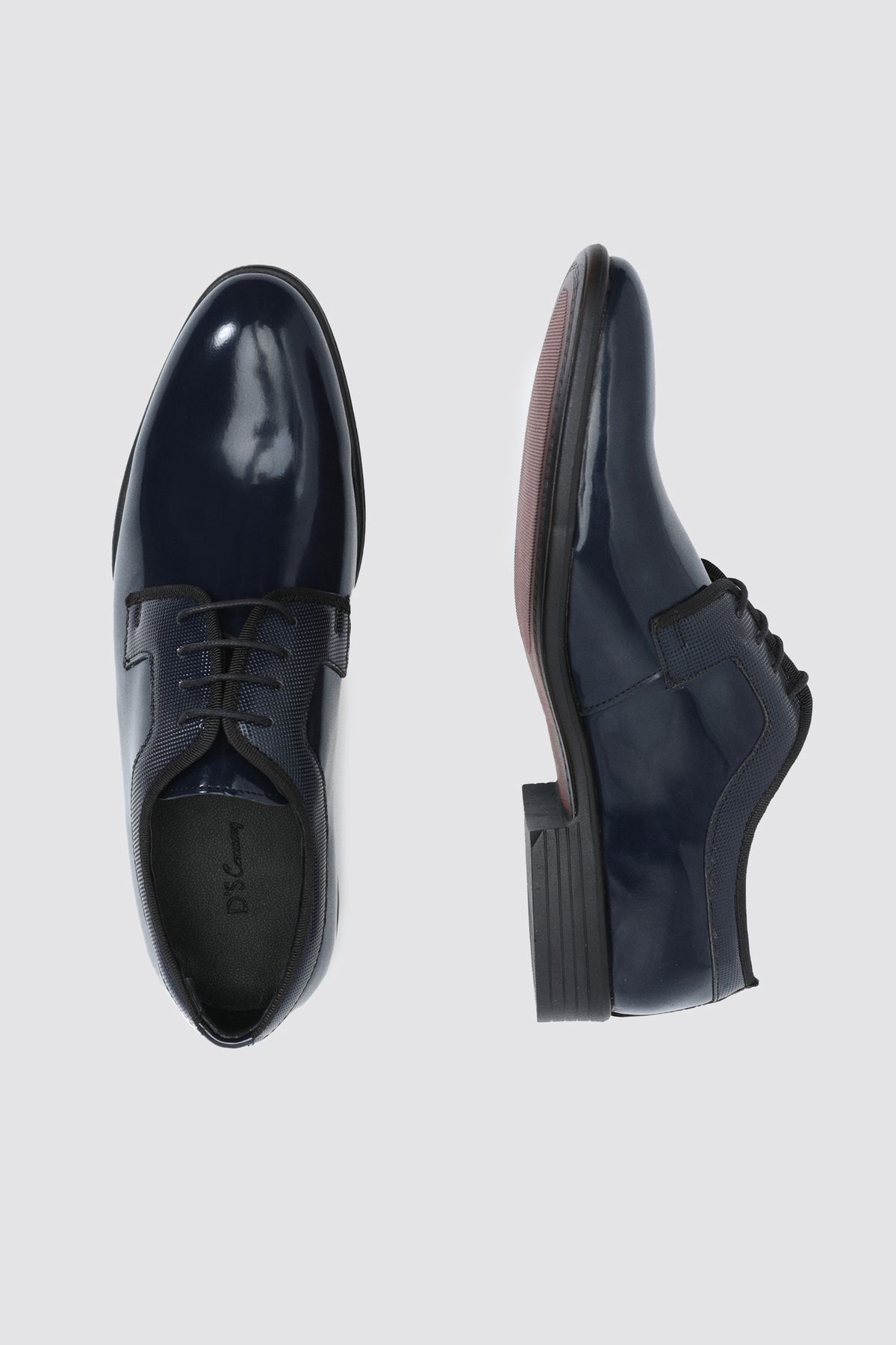D'S Damat DS Groom Navy Blue Patent Leather Tuxedo Shoes