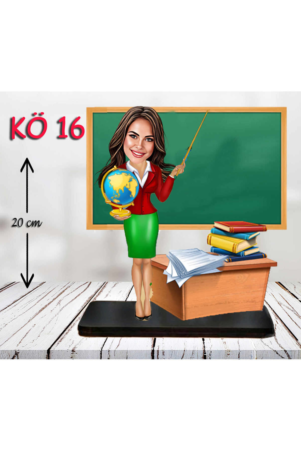 Personalized Wooden Figurine - Female Teacher Cartoon Figurine - Teacher Figurine 16